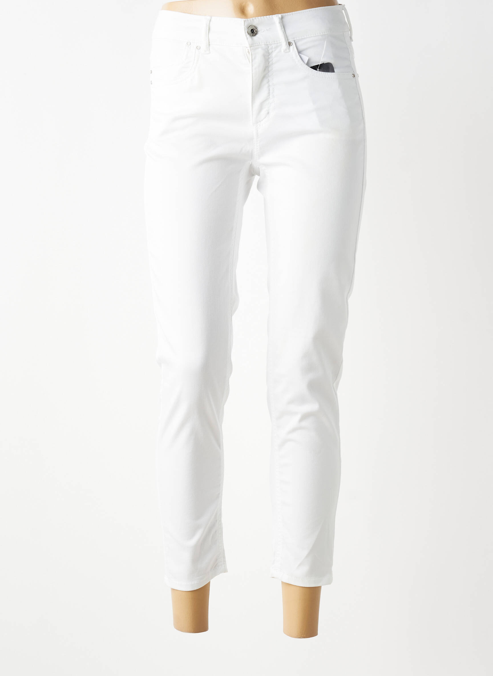 Pantalon 7/8 talie înaltă talie înaltă alb ANNA MONTANA femeie