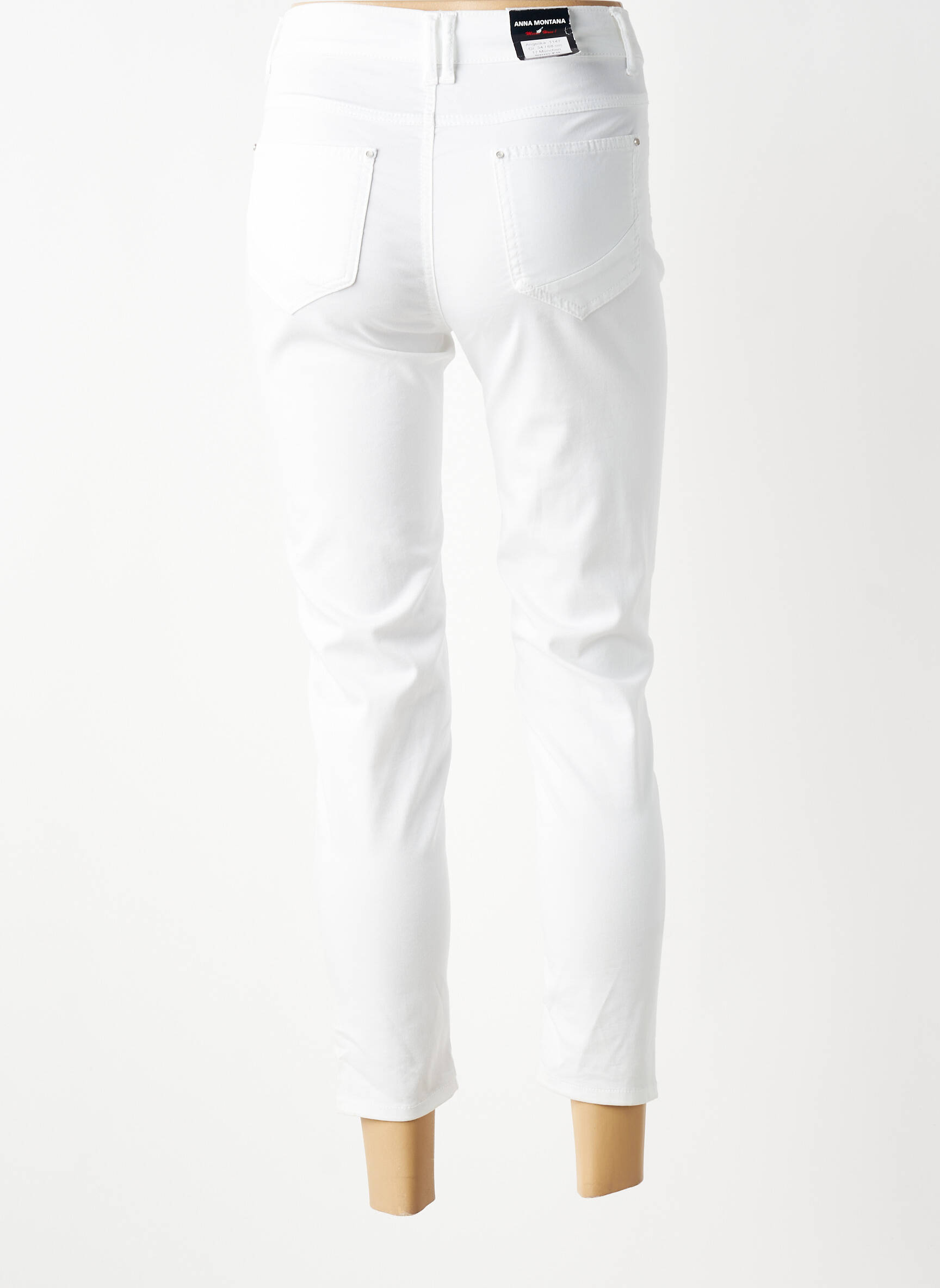 Pantalon 7/8 talie înaltă talie înaltă alb ANNA MONTANA femeie