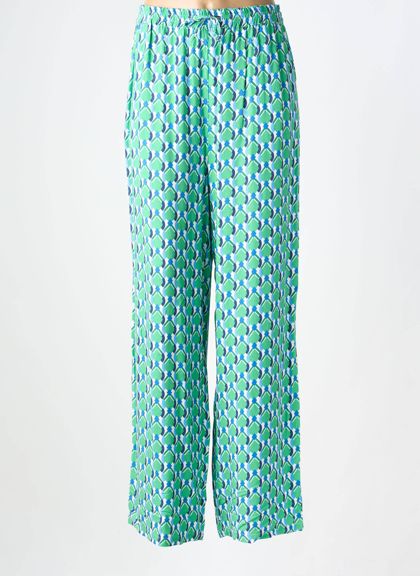 Pantalon drept țesătură poplin mărime normală verde C'EST BEAU LA VIE femeie