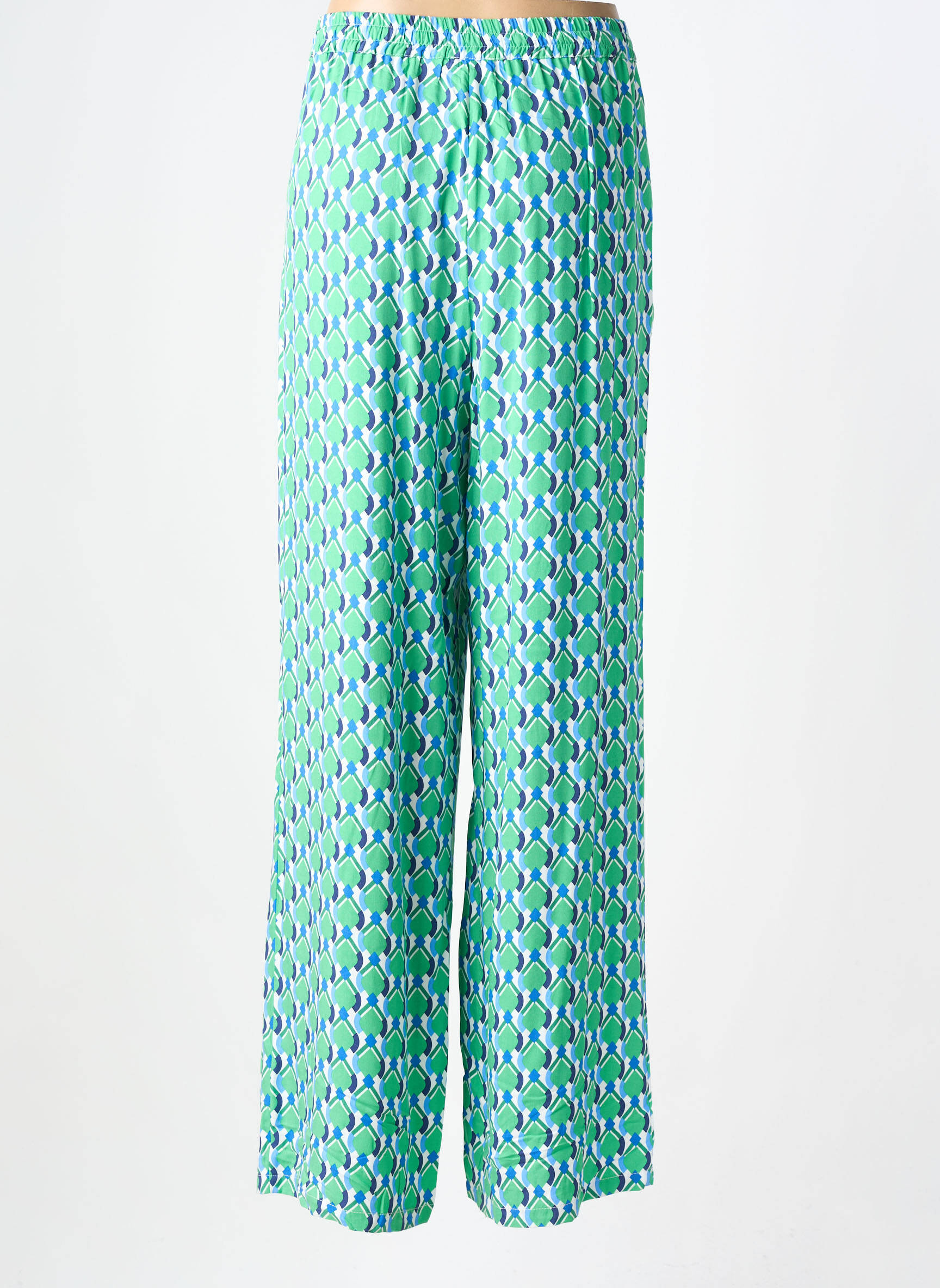 Pantalon drept țesătură poplin mărime normală verde C'EST BEAU LA VIE femeie