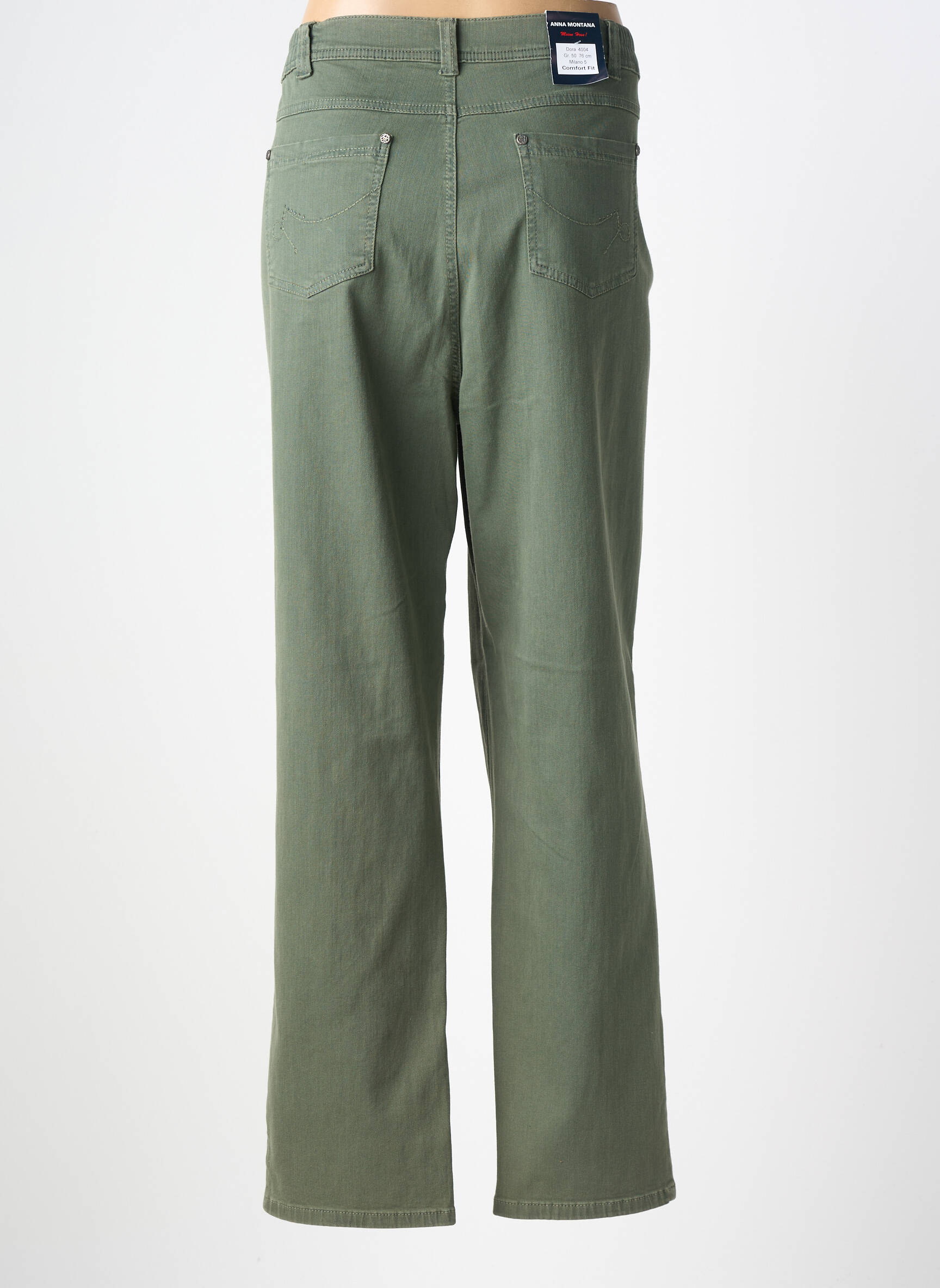 Pantalon drept elasticitate mărime normală verde ANNA MONTANA femeie