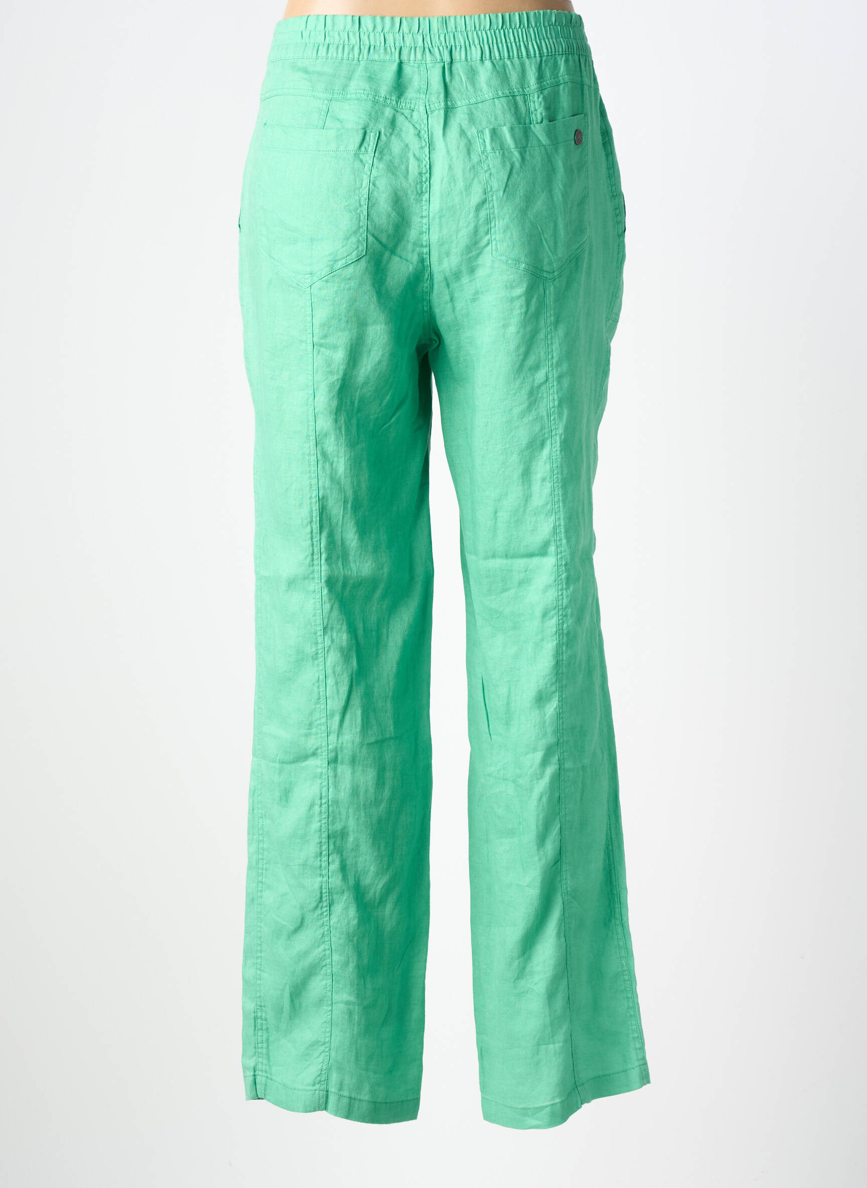 Pantalon drept talie elastică mărime normală verde BARBARA LEBEK femeie