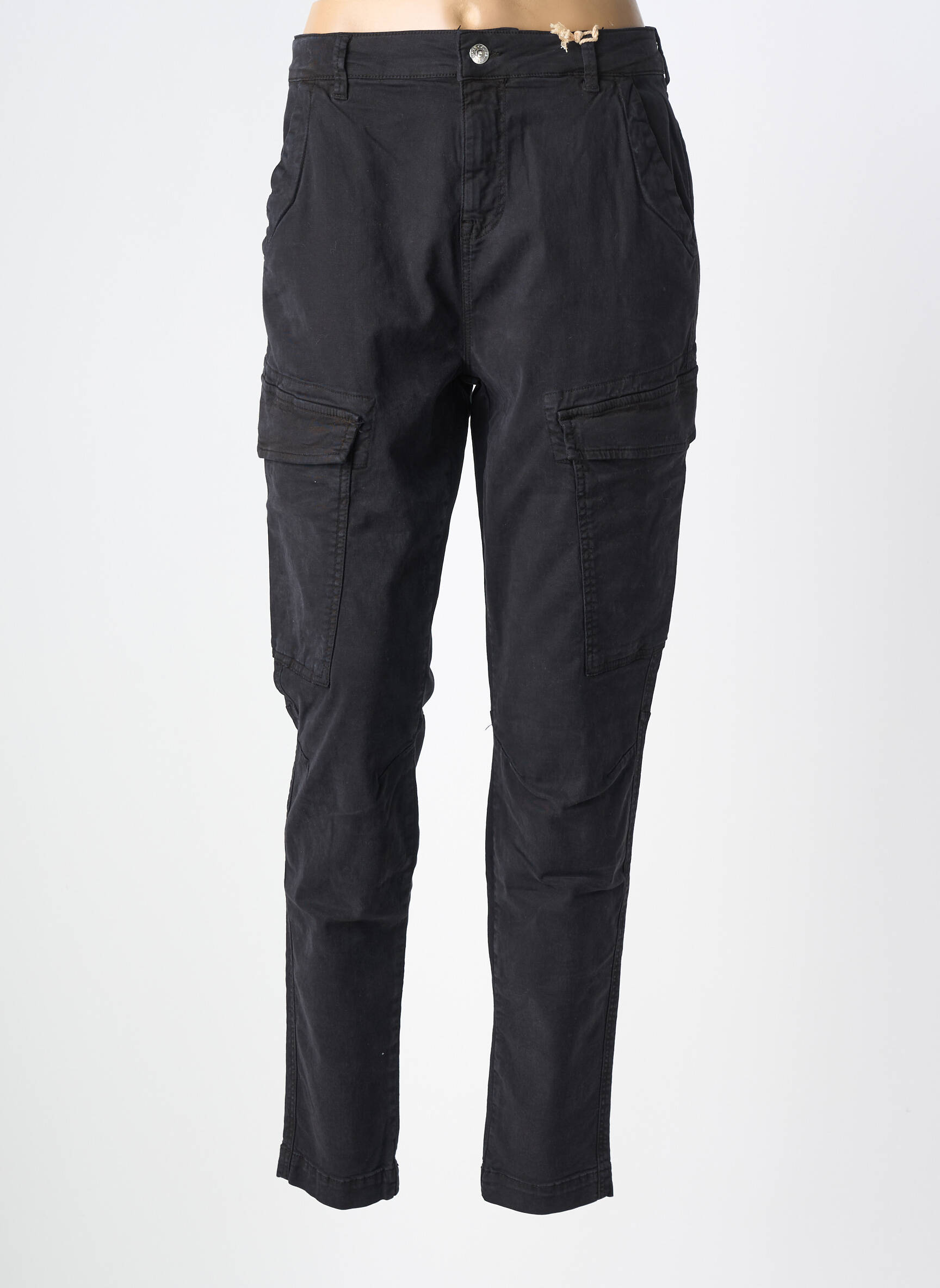 Pantalon cargo subțire mărime normală negru COJ DENIM femeie