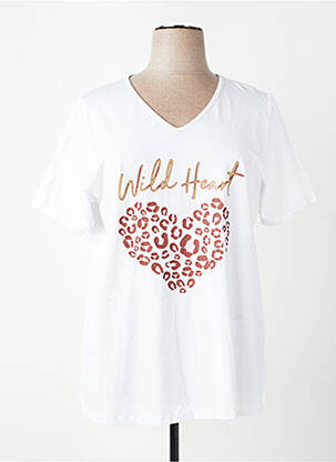 Tricou serigrafie flockată mâneci scurte alb APRICO femeie