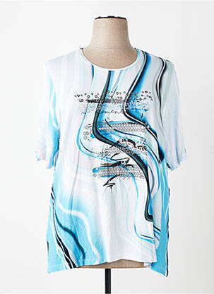 Tricou imprimeu fantezie mâneci scurte albastru LEAH CURVE femeie