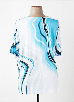 Tricou imprimeu fantezie mâneci scurte albastru LEAH CURVE femeie
