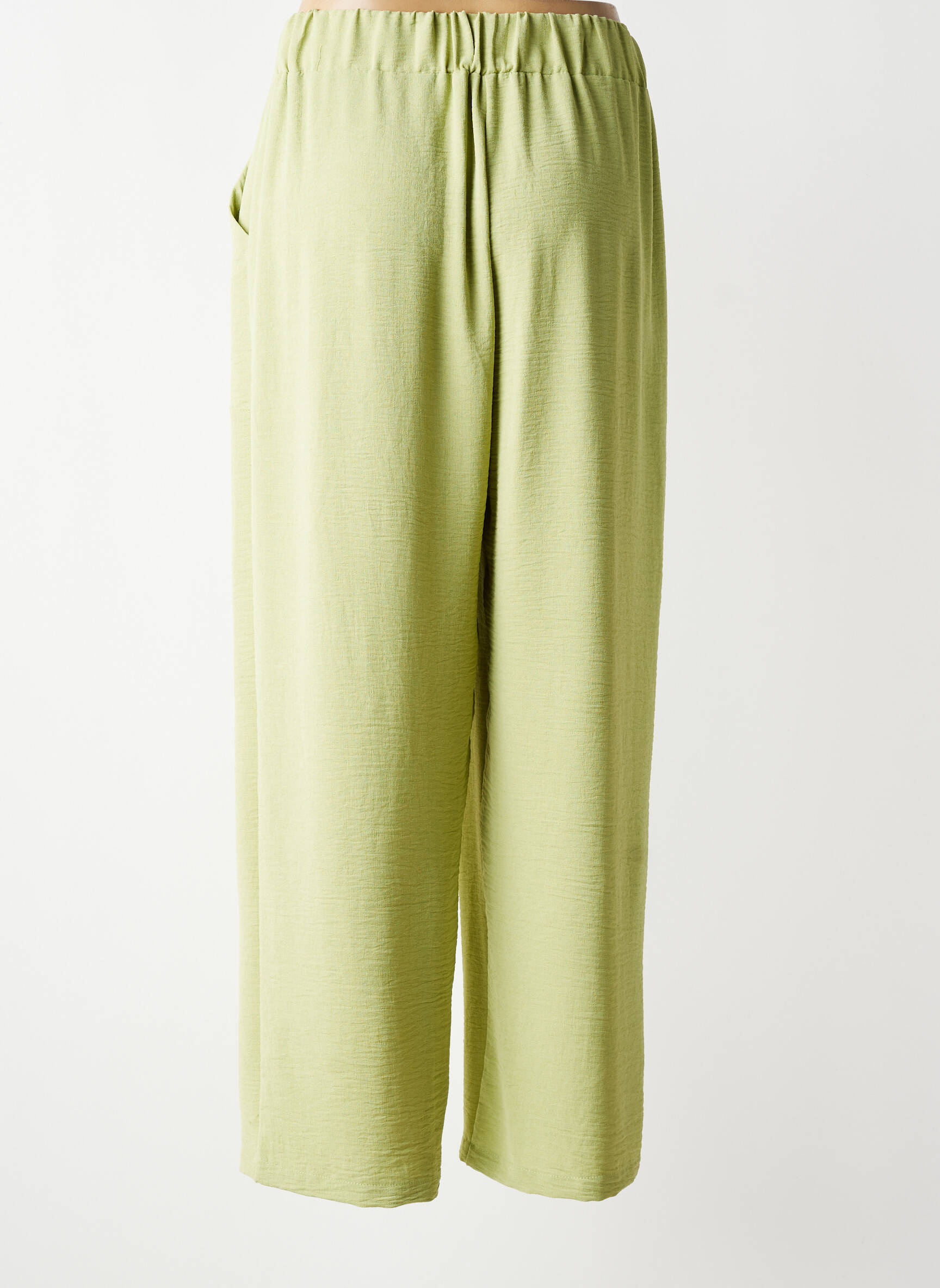 Pantalon larg țesătură crep mărime normală verde FRANCK ANNA femeie