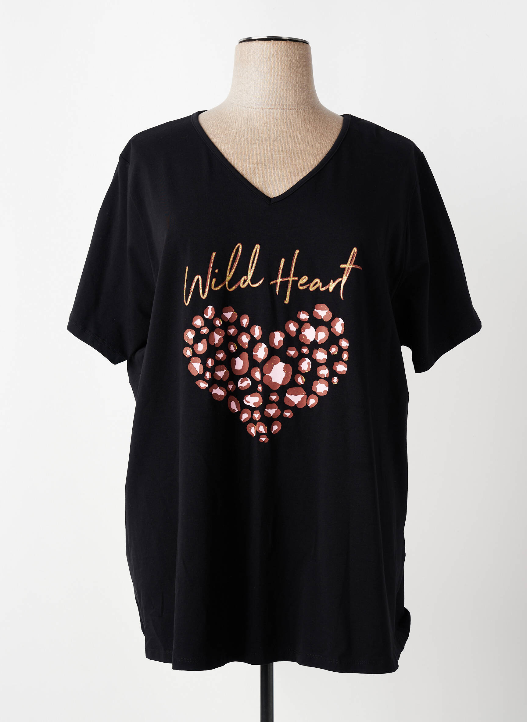 Tricou serigrafie flockată mâneci scurte negru APRICO femeie
