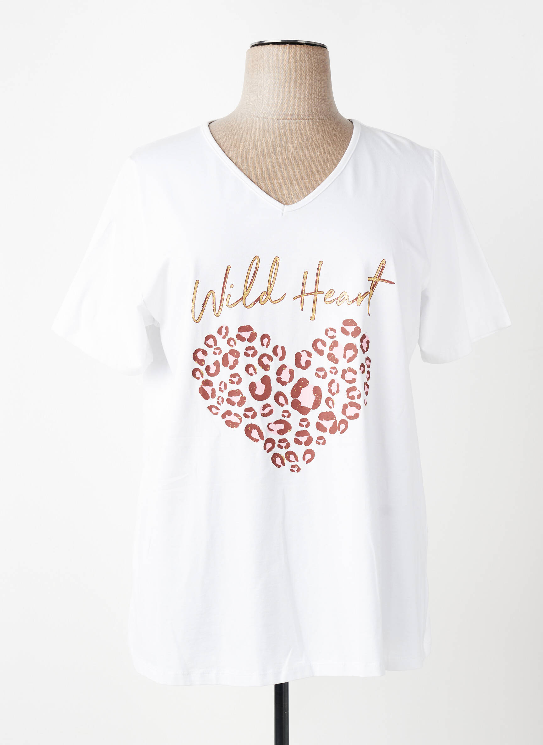 Tricou serigrafie flockată mâneci scurte alb APRICO femeie