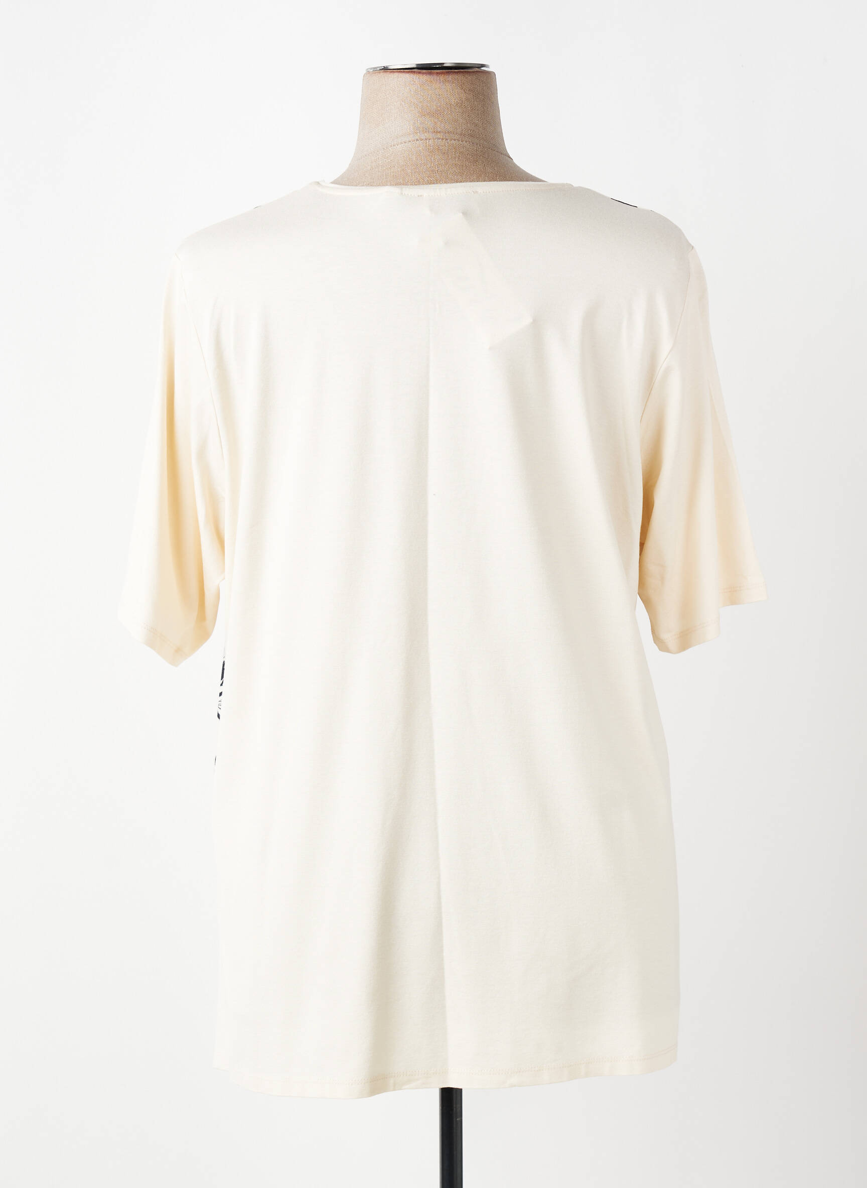Tricou imprimeu fantezie mâneci scurte bej LEAH CURVE femeie