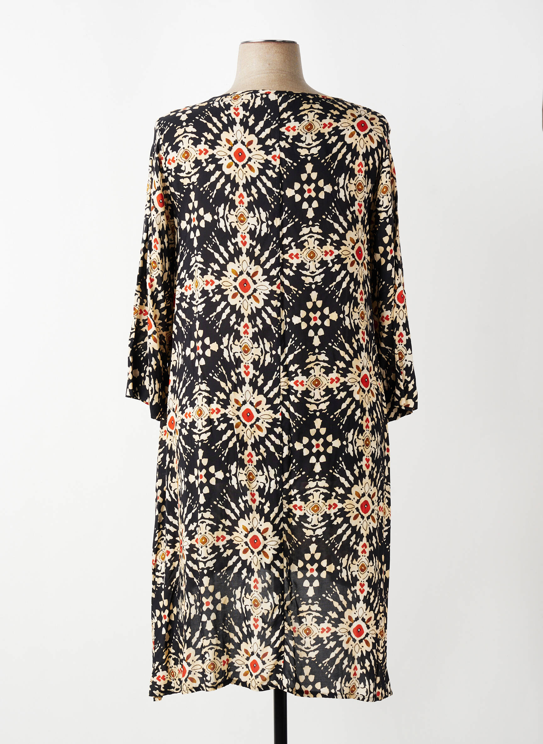 Rochie midi croială fluidă mâneci lungi negru G!OZE femeie