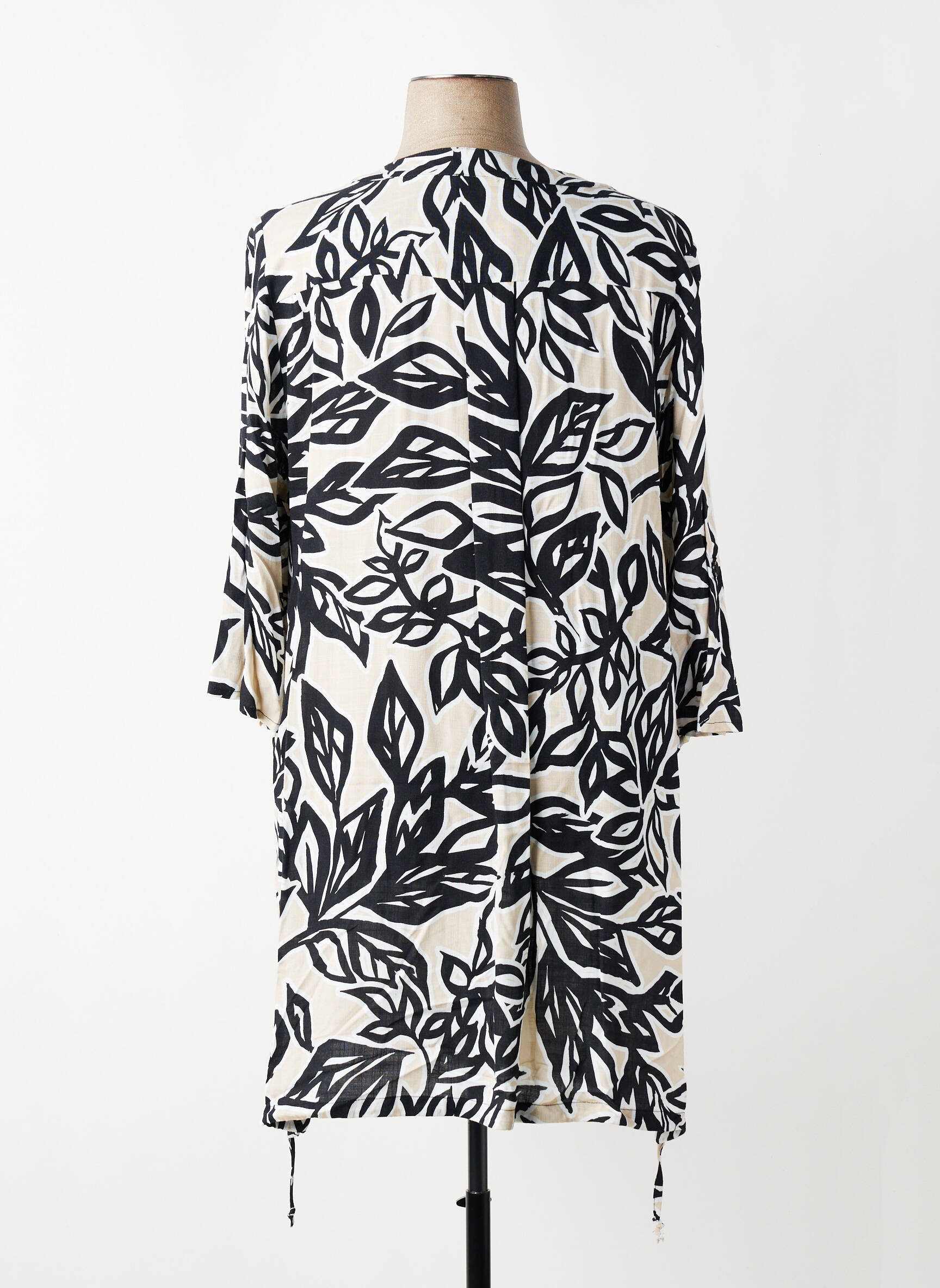 Rochie midi imprimeu floral mâneci 3/4 bej SEE YOU femeie
