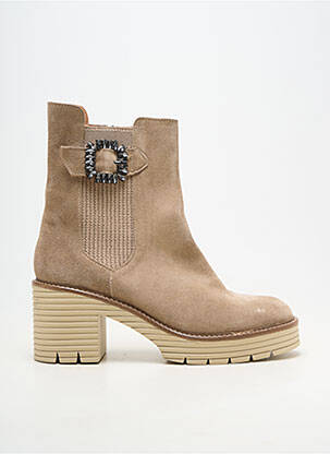 Botine/ghete toc mic toc de 7 la 9 cm bej ROSEMETAL femeie