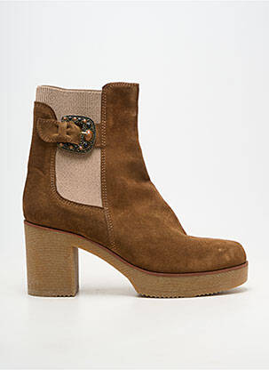 Botine/ghete vârf rotund toc de 7 la 9 cm maro ROSEMETAL femeie