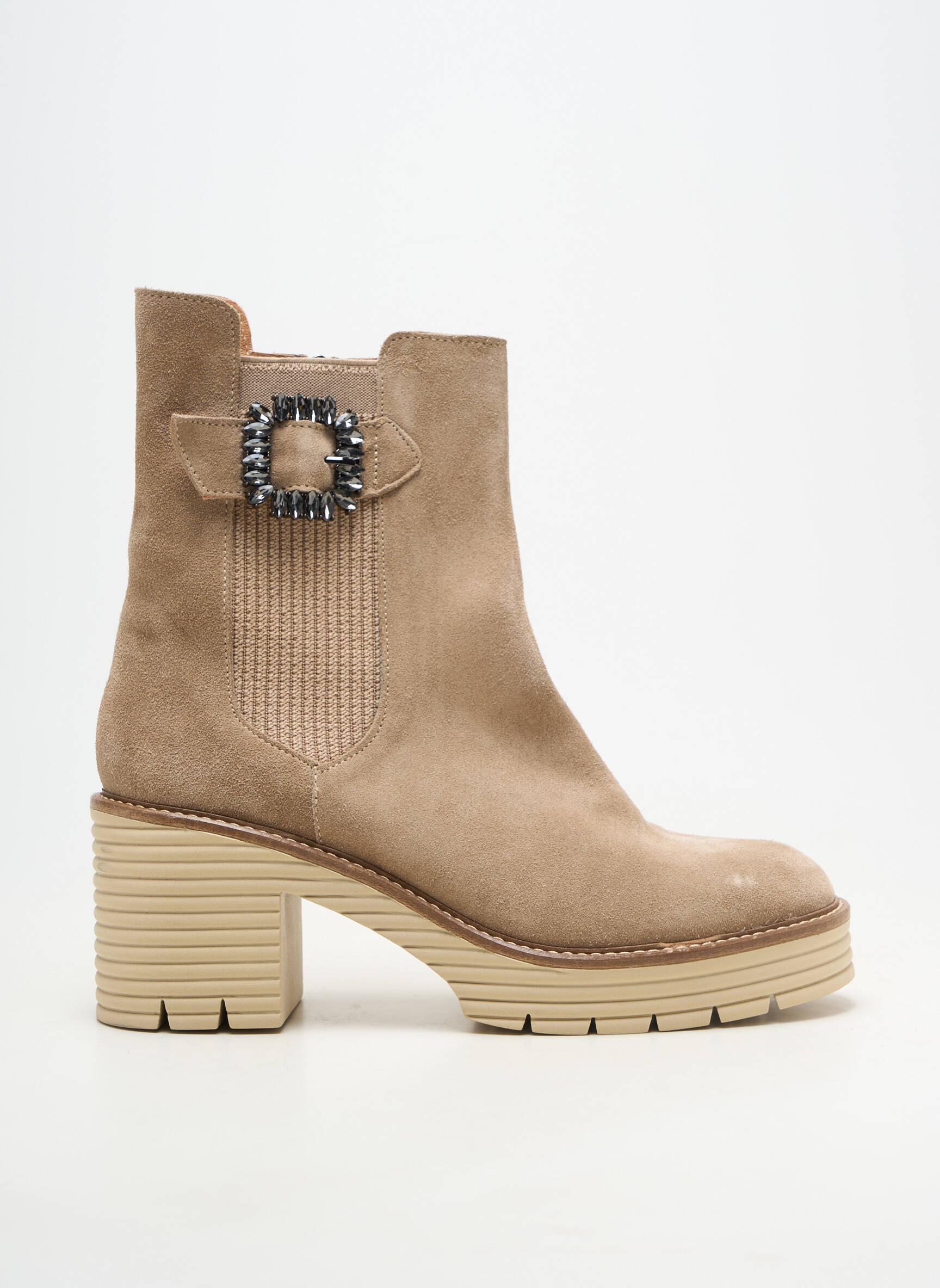 Botine/ghete toc mic toc de 7 la 9 cm bej ROSEMETAL femeie