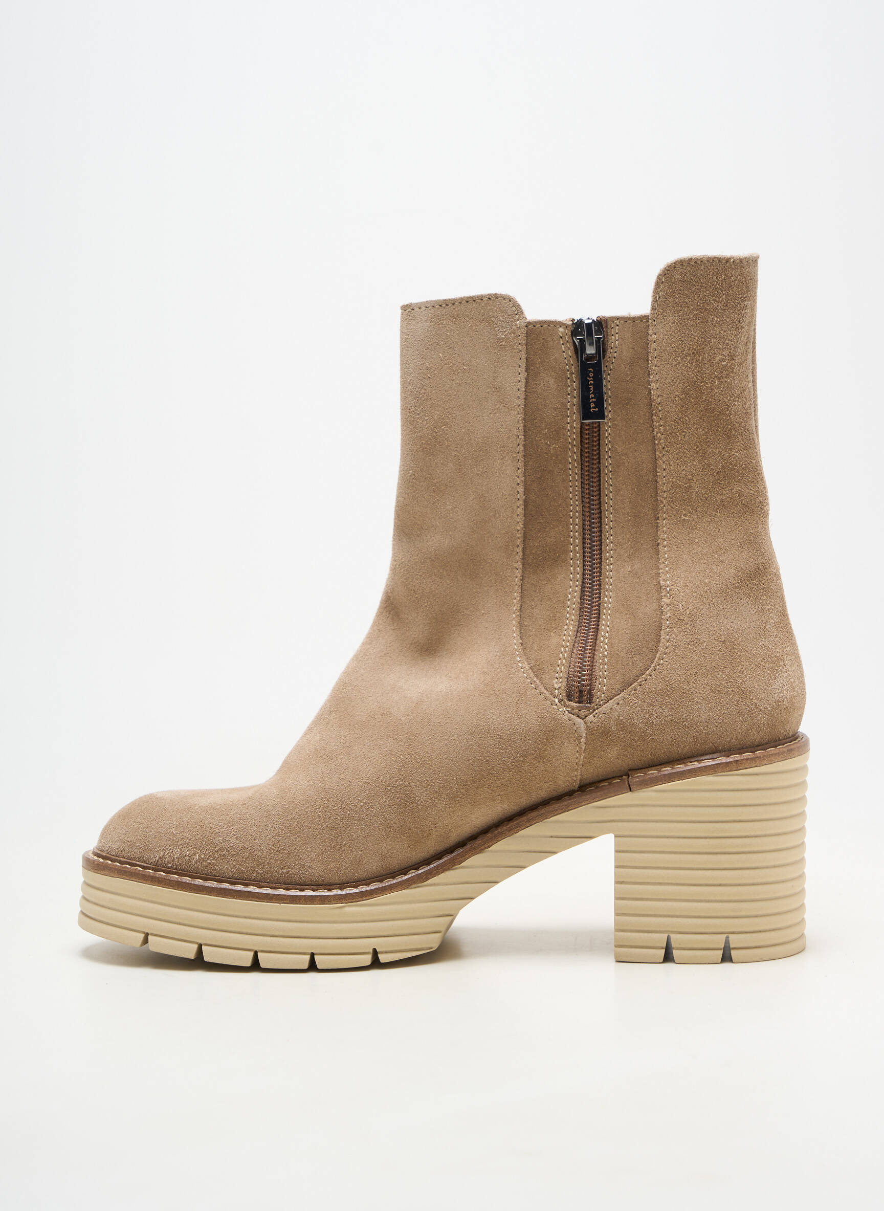 Botine/ghete toc mic toc de 7 la 9 cm bej ROSEMETAL femeie