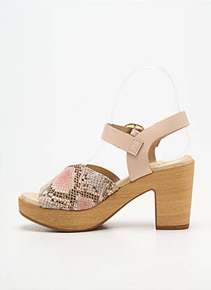 Sandale/pantofi decupați material neted toc de 7 la 9 cm roz MYMA femeie