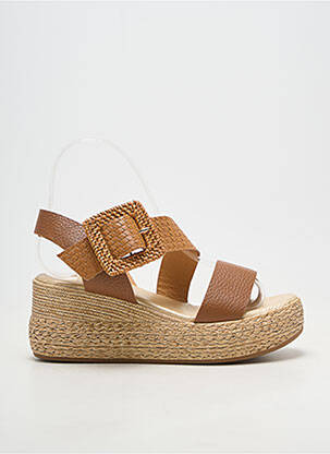 Sandale/pantofi decupați material neted toc de 4 la 6 cm maro MYMA femeie