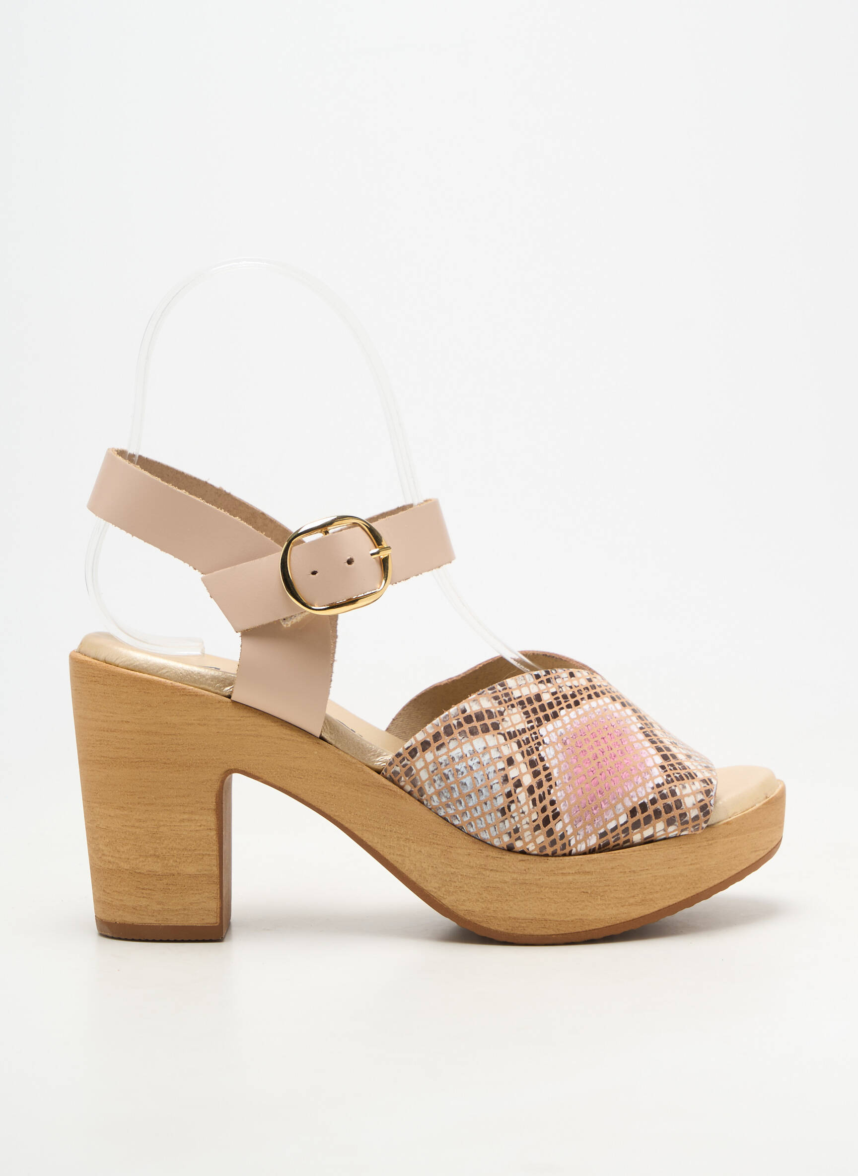 Sandale/pantofi decupați material neted toc de 7 la 9 cm roz MYMA femeie