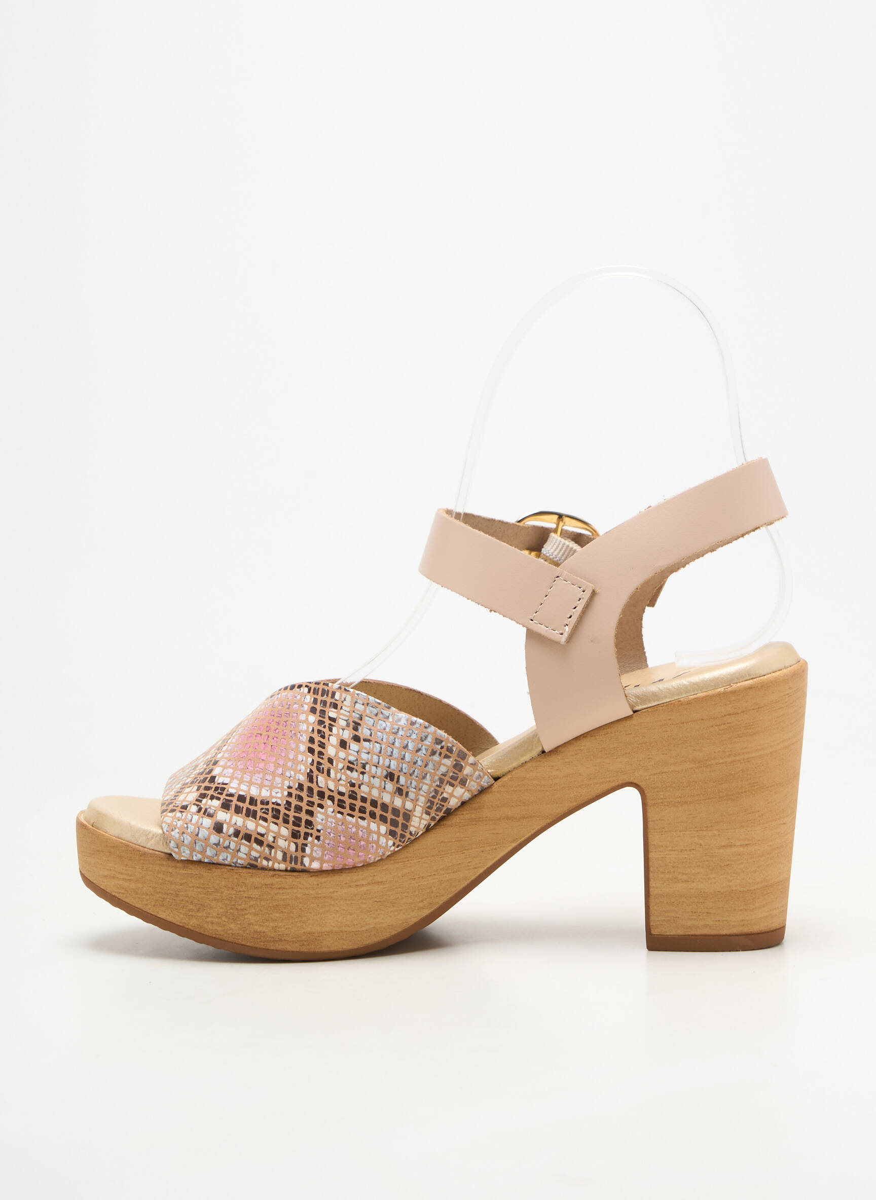 Sandale/pantofi decupați material neted toc de 7 la 9 cm roz MYMA femeie