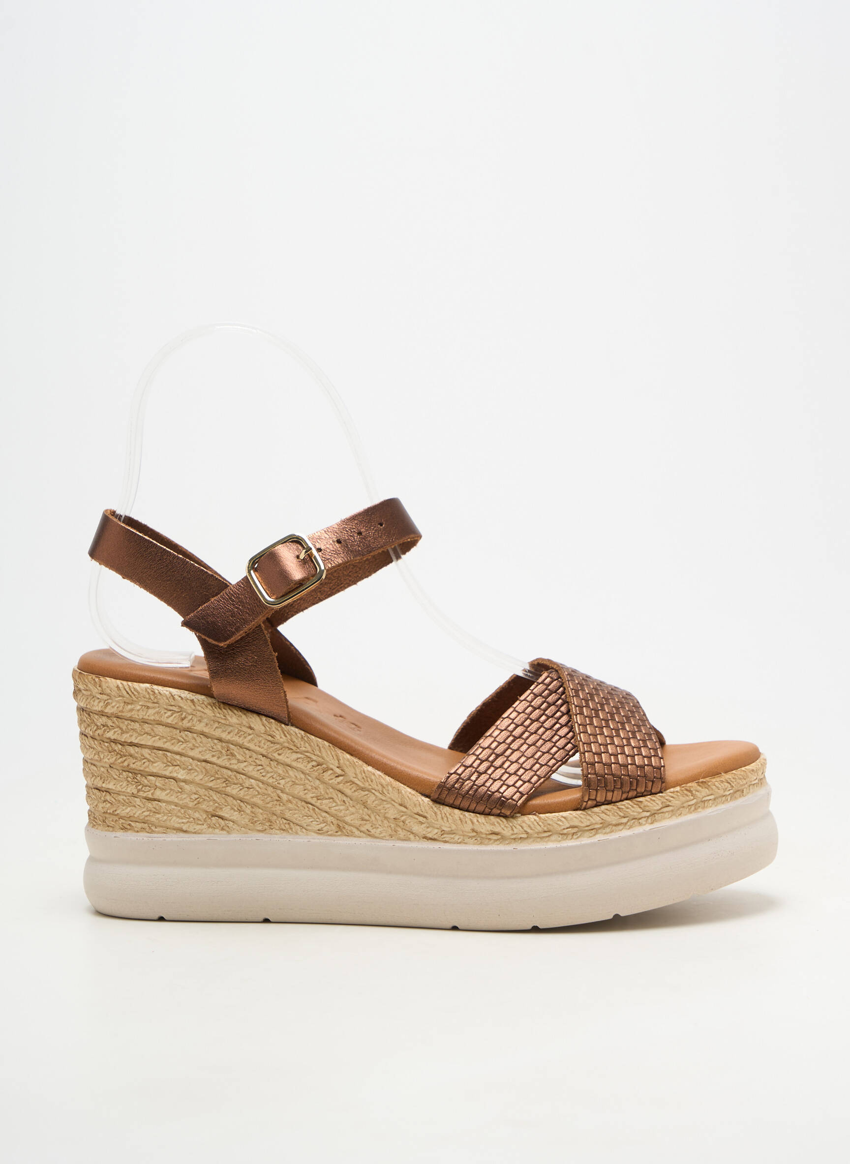 Sandale/pantofi decupați material neted toc de 7 la 9 cm maro KAOLA femeie