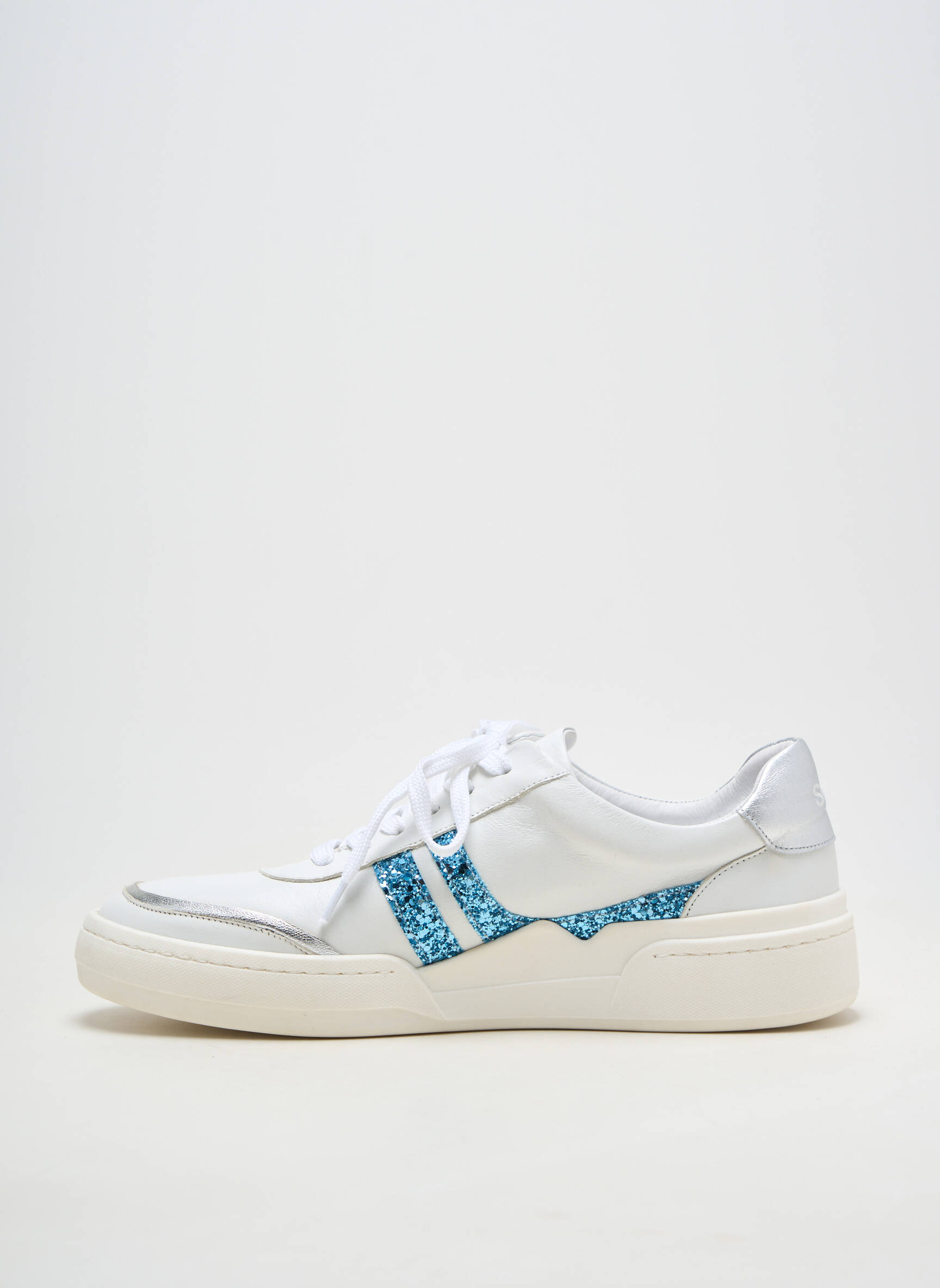 Adidași material neted toc plat până la 3 cm alb MYMA femeie