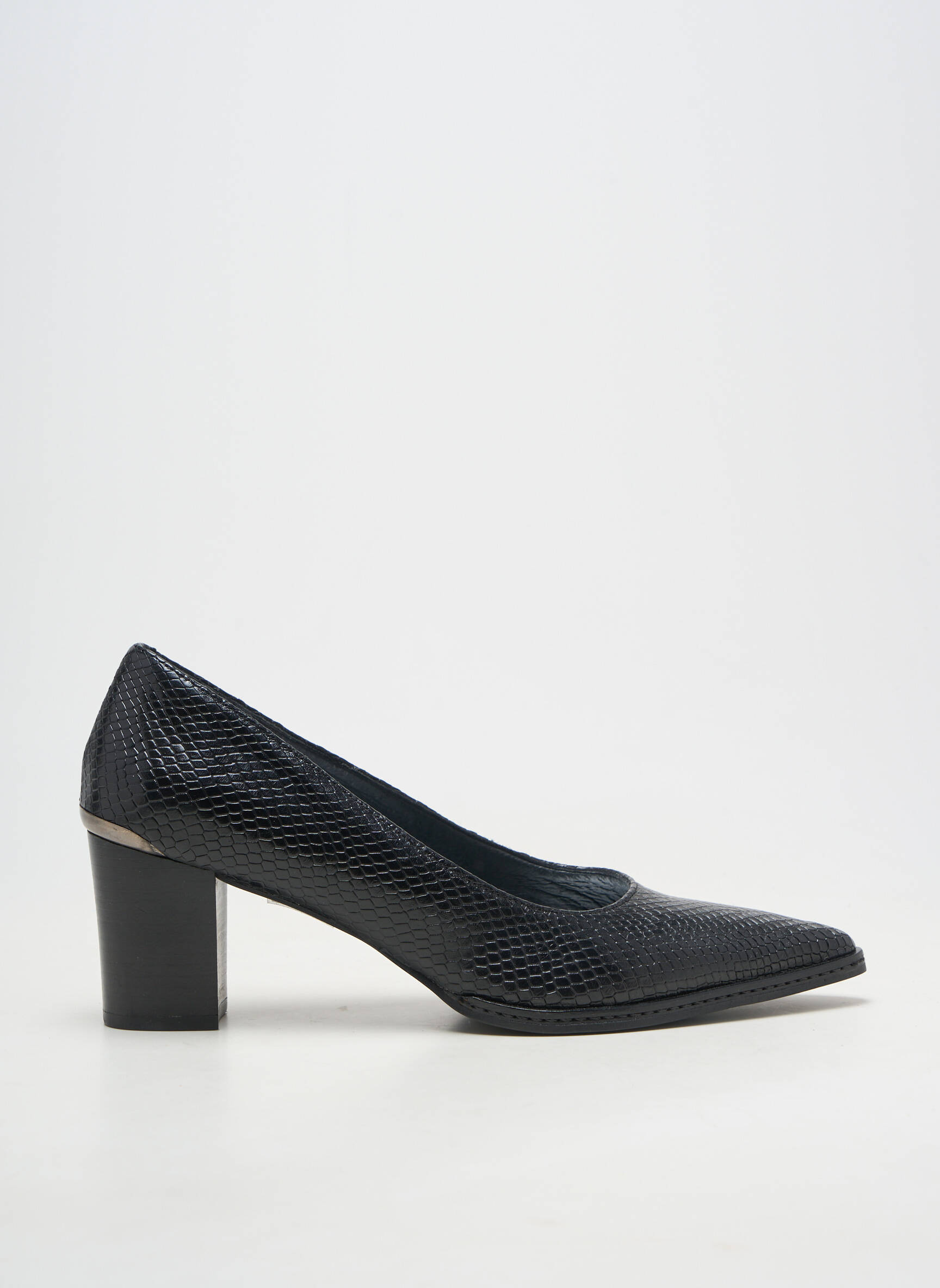 Pantofi cu toc material neted toc de 7 la 9 cm negru MYMA femeie