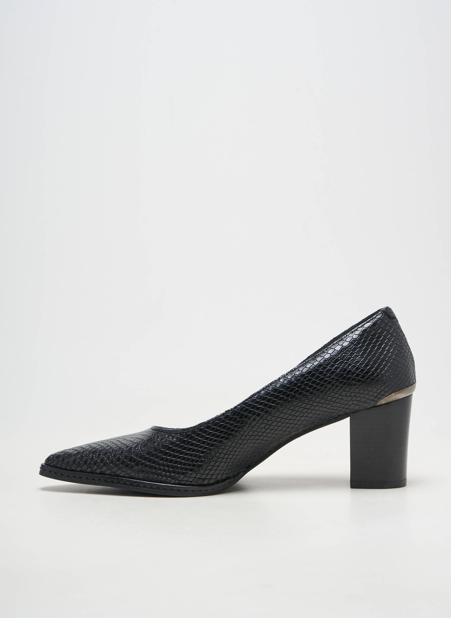 Pantofi cu toc material neted toc de 7 la 9 cm negru MYMA femeie