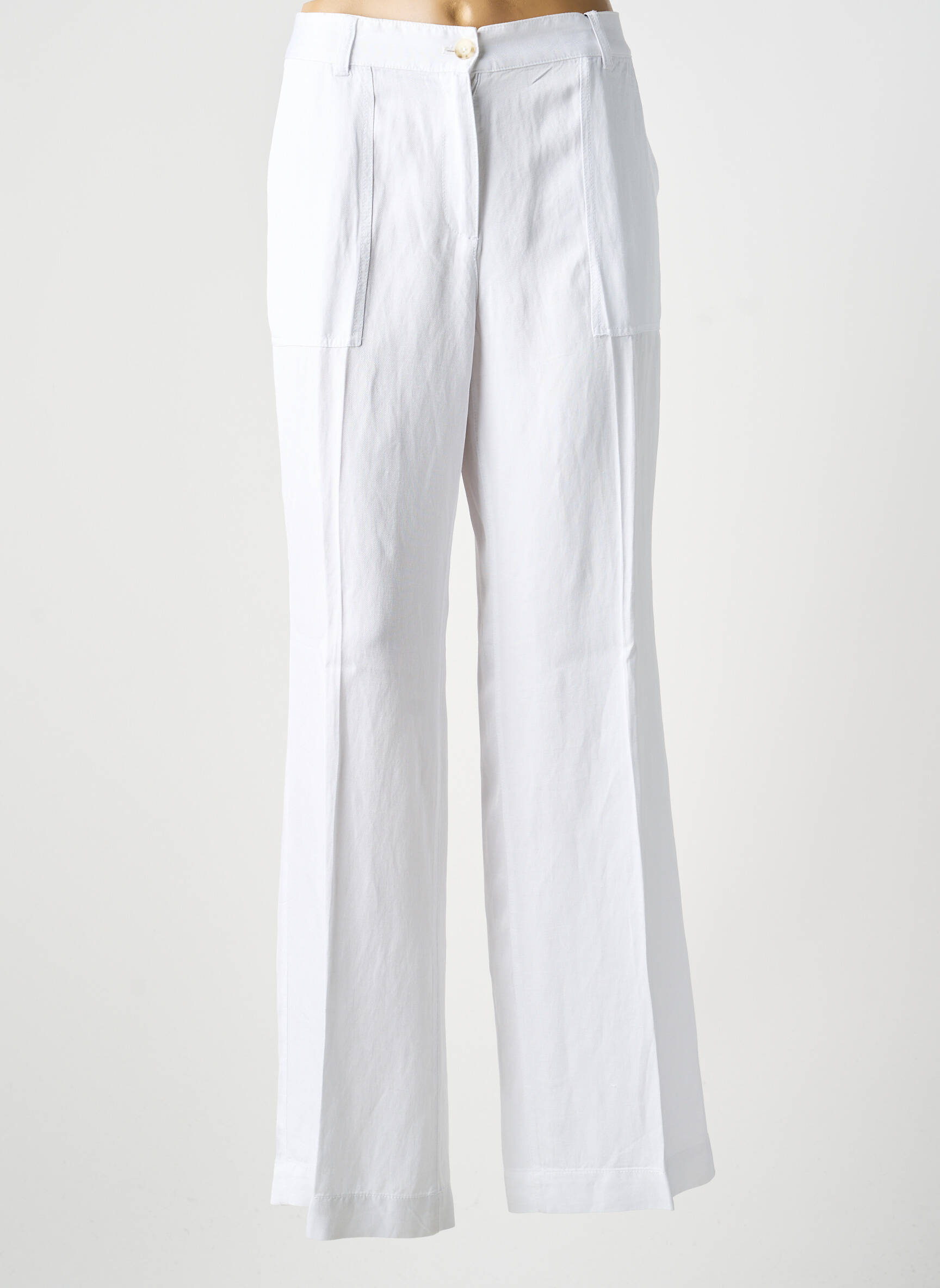 Pantalon drept țesătură poplin mărime normală alb OLSEN femeie