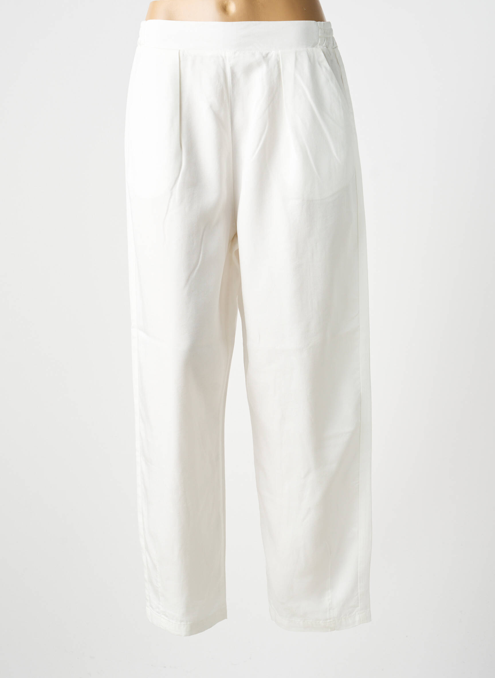 Pantalon larg țesătură poplin mărime normală alb GUITARE femeie