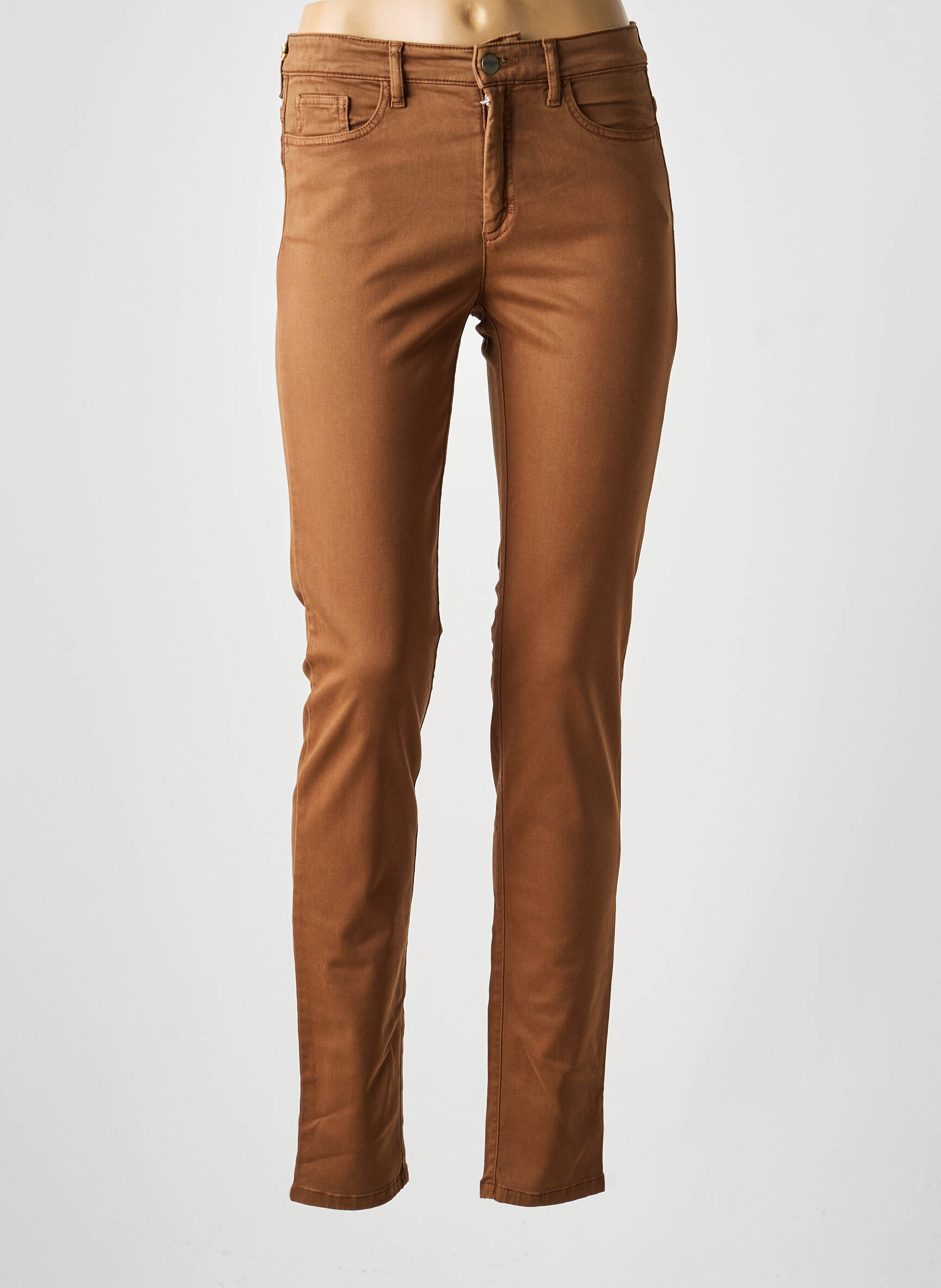 Pantalon slim țesătură poplin mărime normală maro COUTURIST femeie