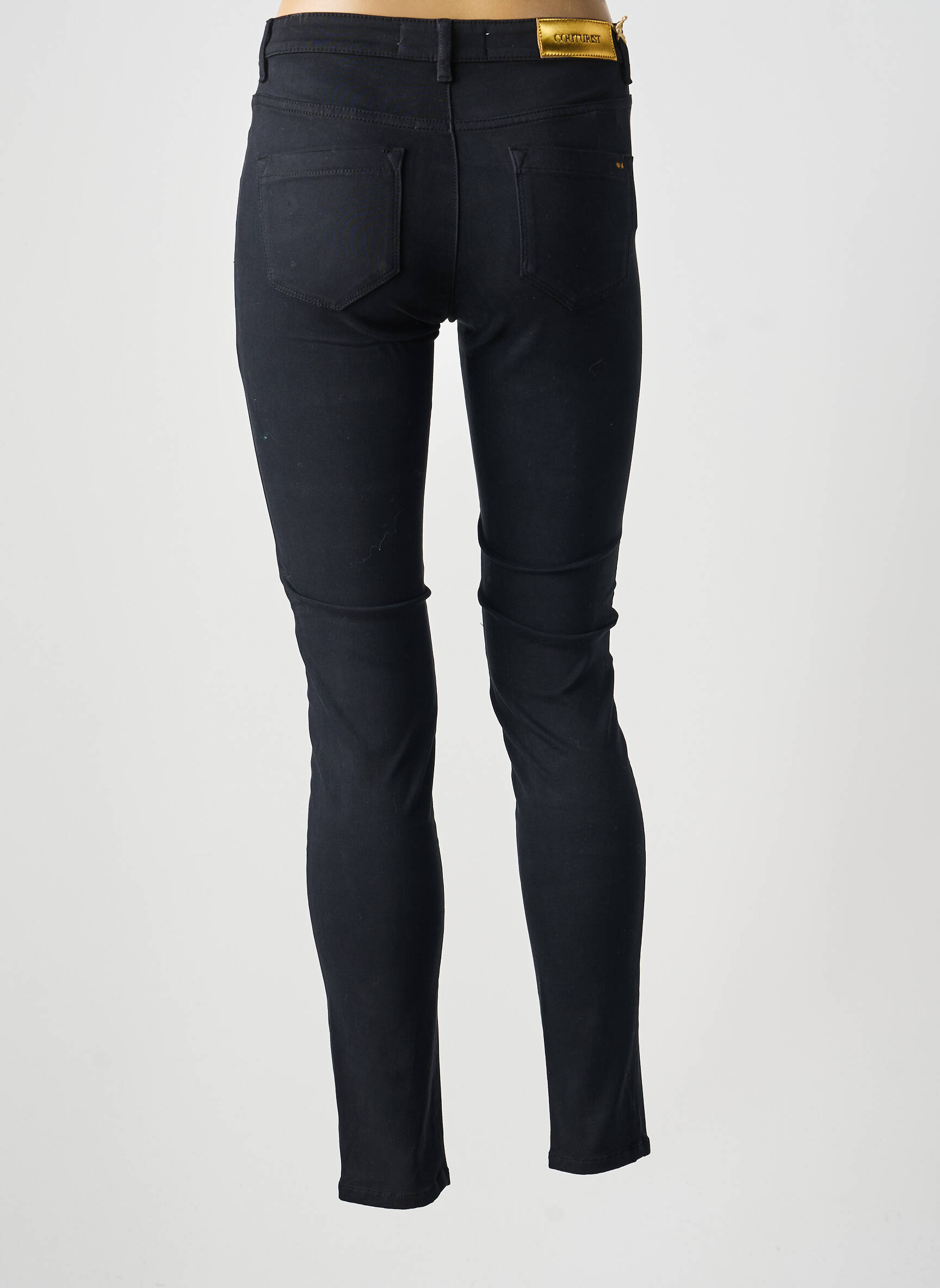 Pantalon slim elasticitate mărime normală negru COUTURIST femeie