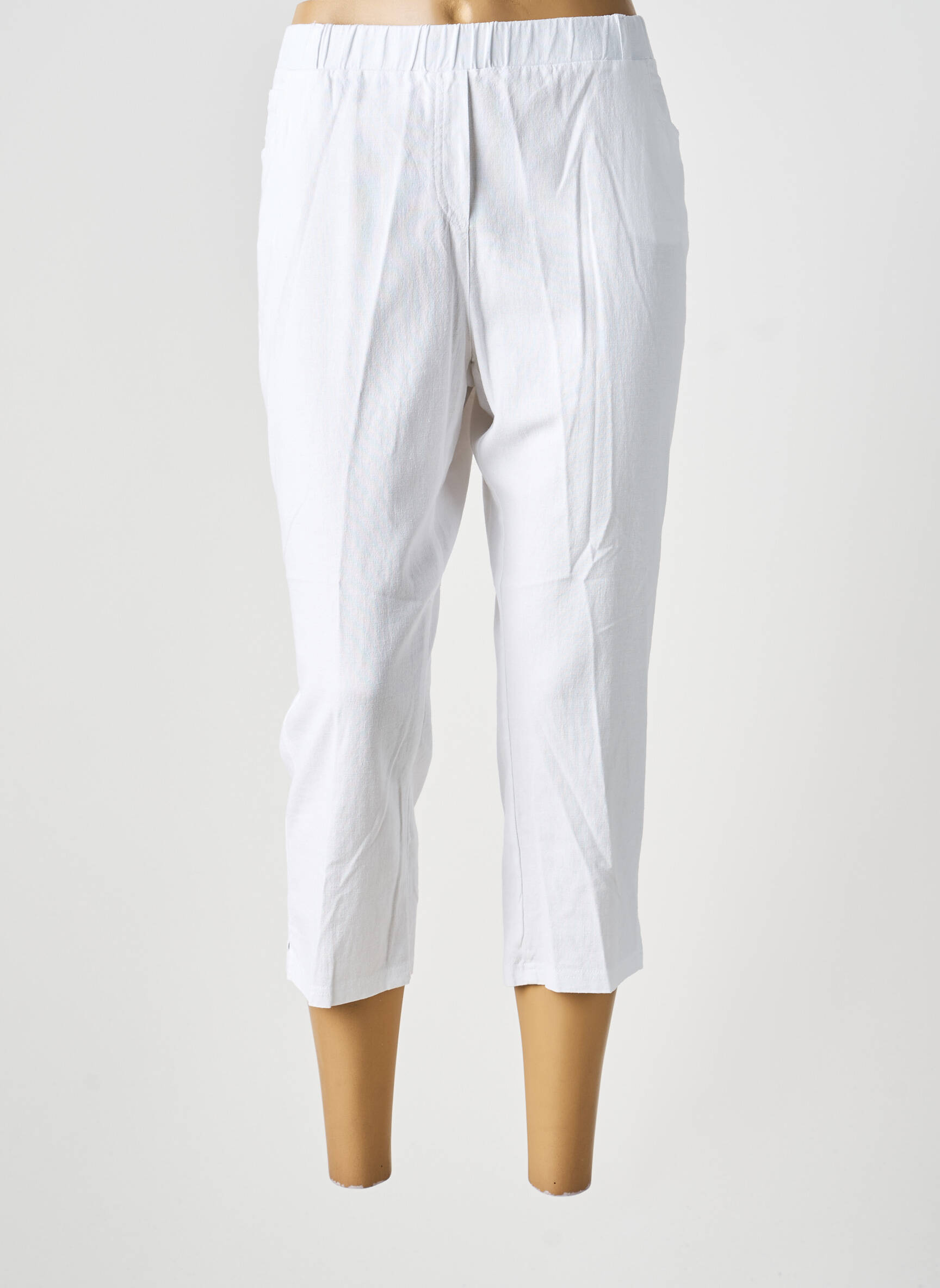 Pantalon trei sferturi croială dreaptă mărime normală alb MERI & ESCA femeie