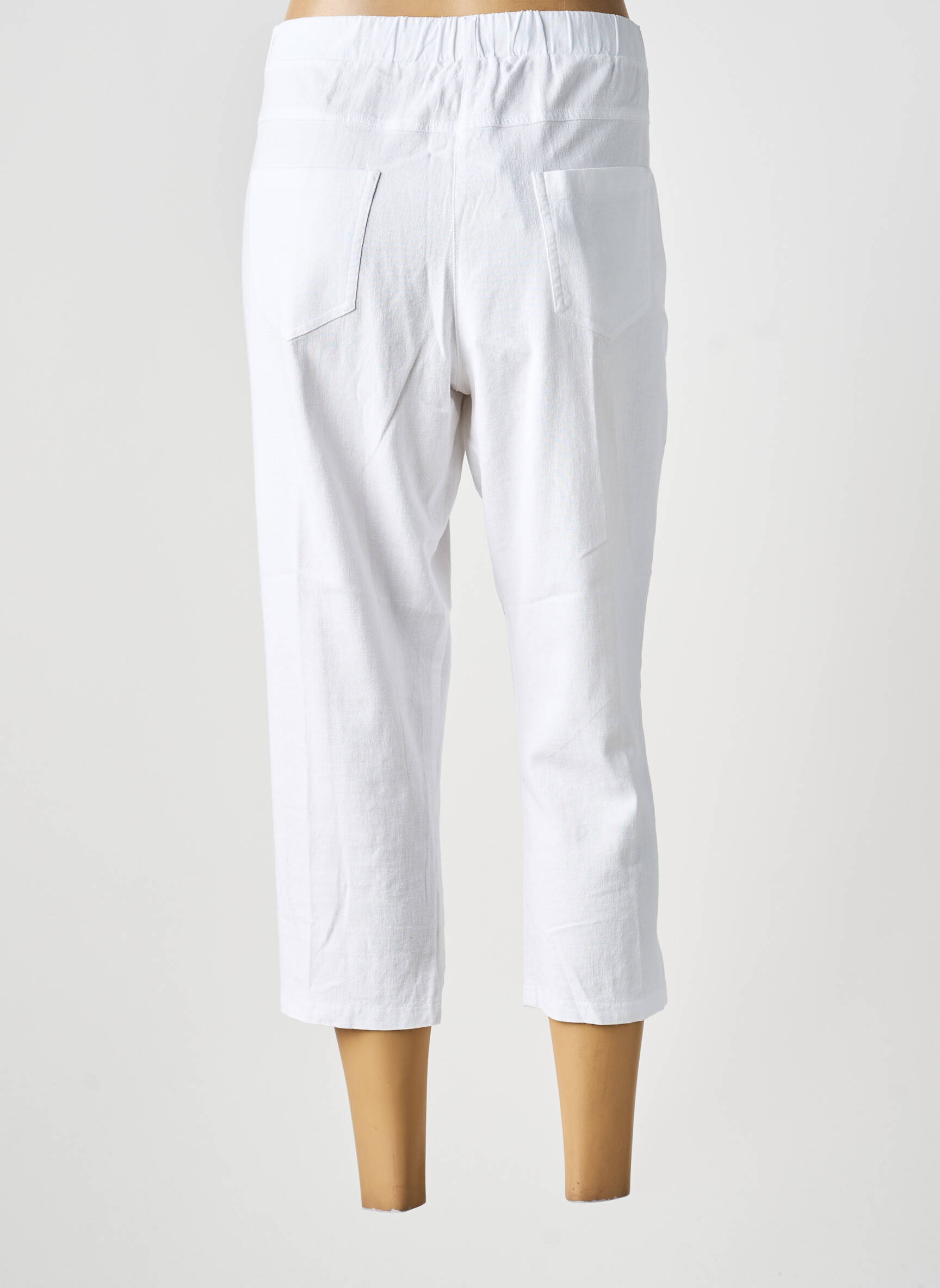 Pantalon trei sferturi croială dreaptă mărime normală alb MERI & ESCA femeie
