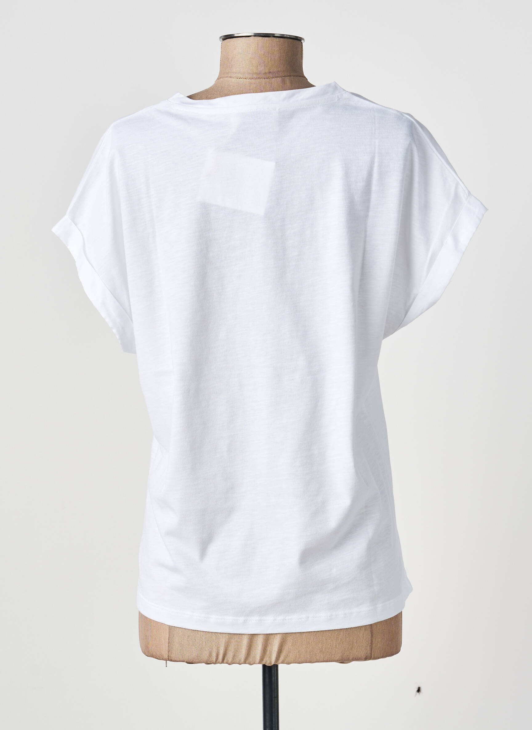 Tricou croială dreaptă mâneci scurte alb GUITARE femeie
