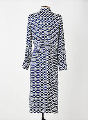 Rochie midi imprimeu fantezie mâneci lungi albastru OLSEN femeie