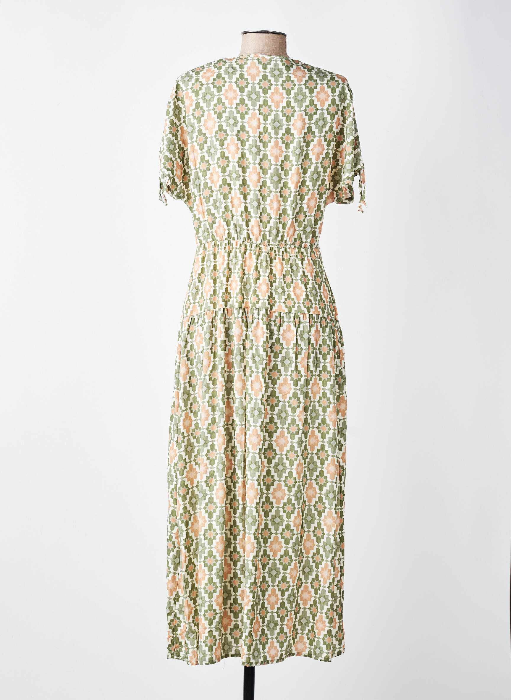Rochie lungă imprimeu fantezie mâneci scurte verde GUITARE femeie