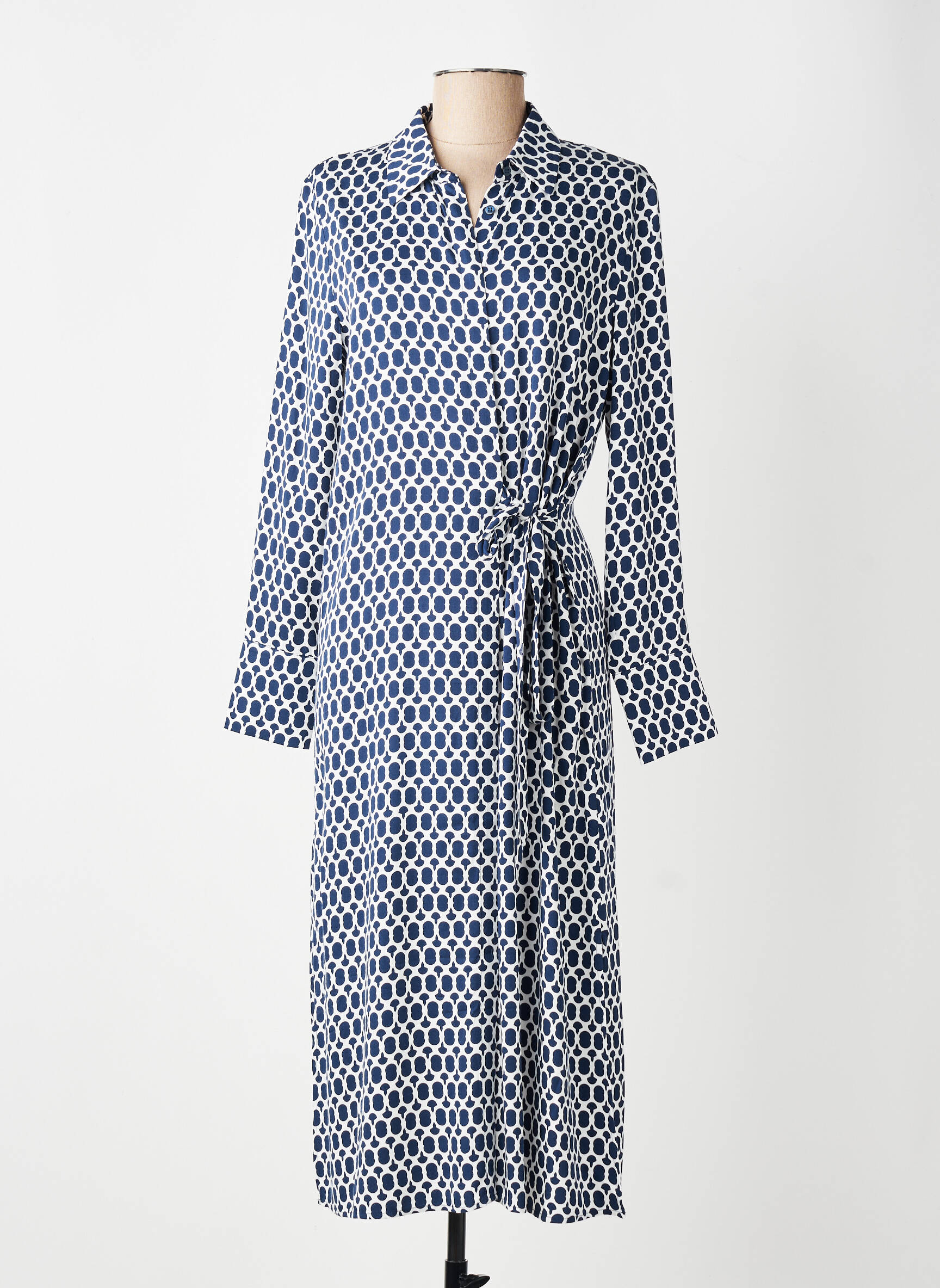Rochie midi imprimeu fantezie mâneci lungi albastru OLSEN femeie