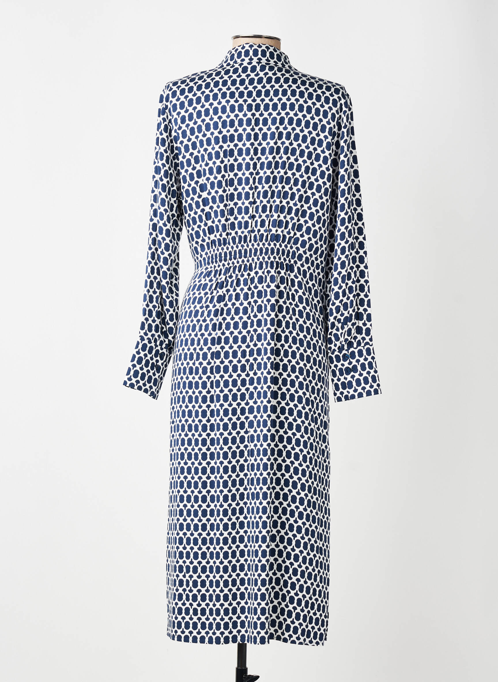 Rochie midi imprimeu fantezie mâneci lungi albastru OLSEN femeie