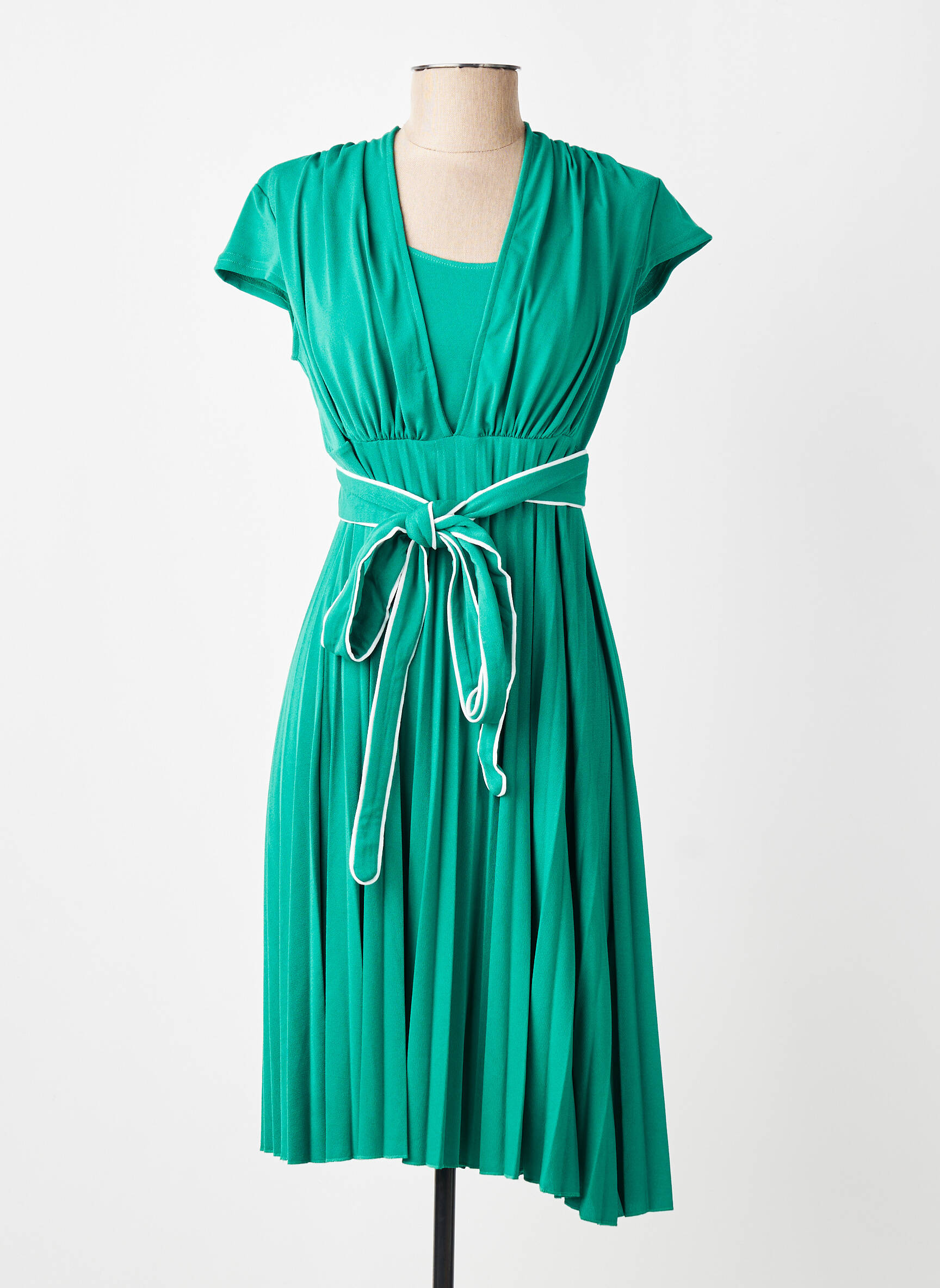 Rochie midi mâneci scurte mâneci scurte verde GREGORY PAT femeie