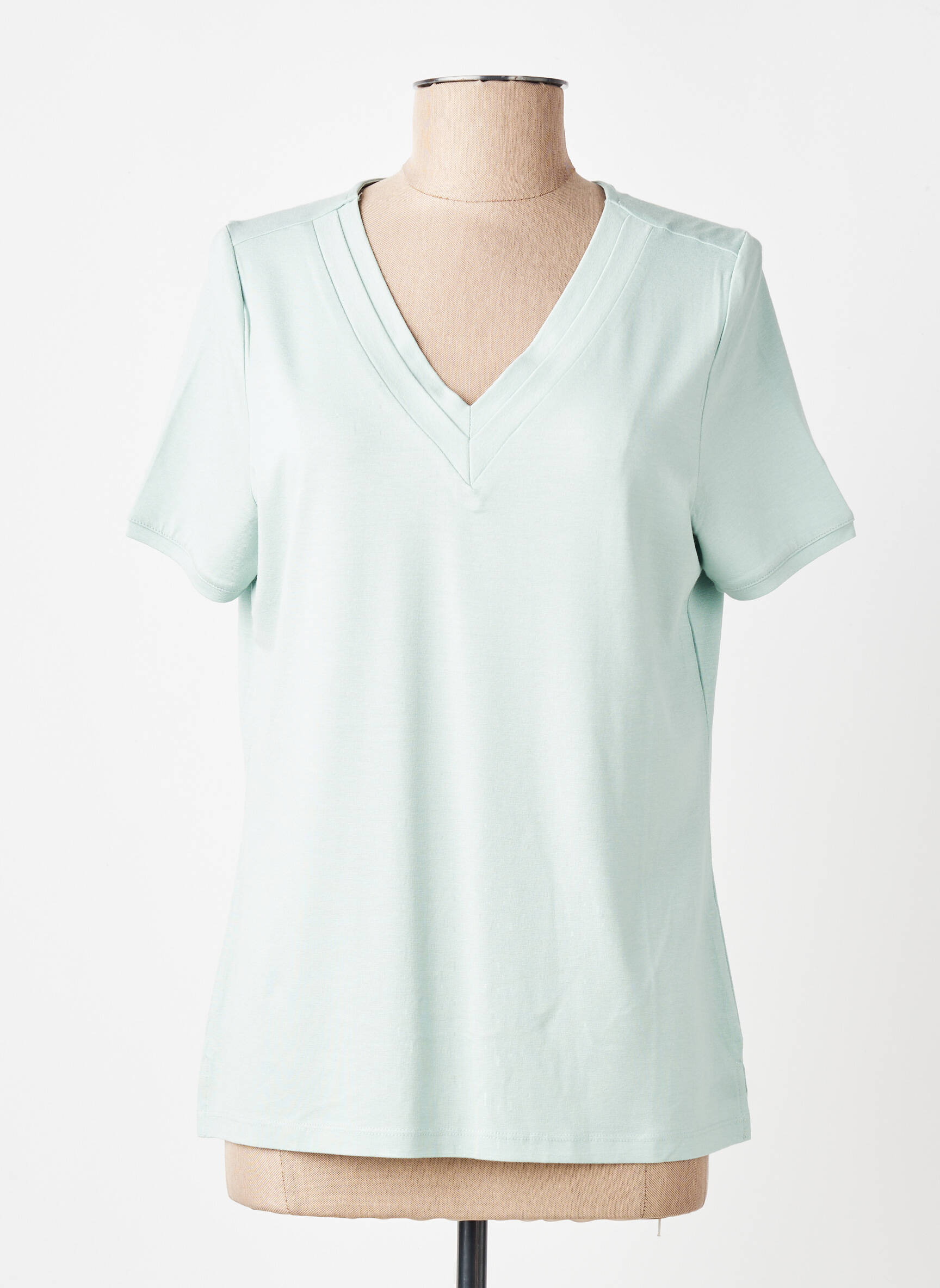 Tricou croială dreaptă mâneci scurte verde GUY DUBOUIS femeie
