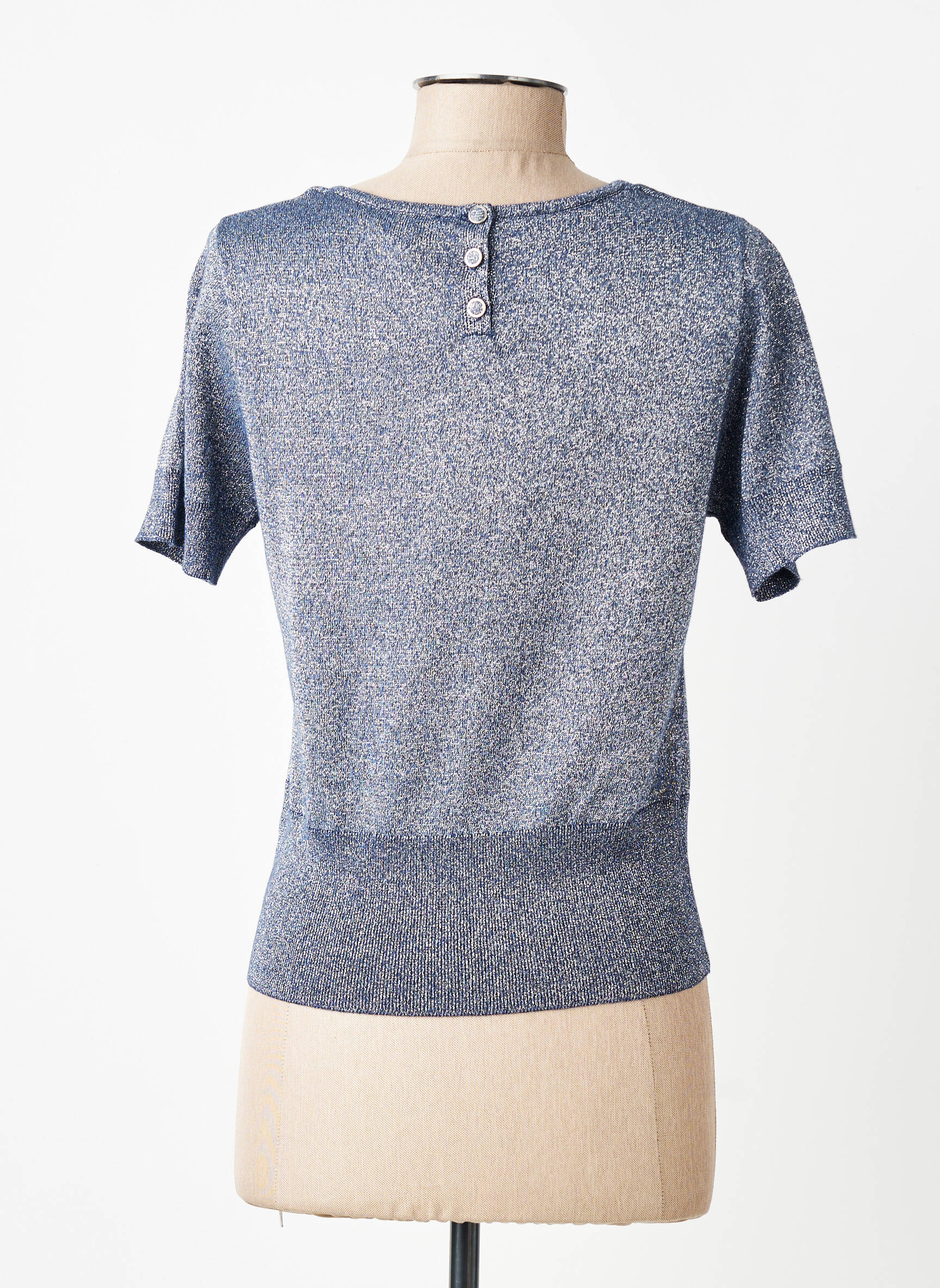 Tricou croială cambrată mâneci scurte albastru MARBLE femeie