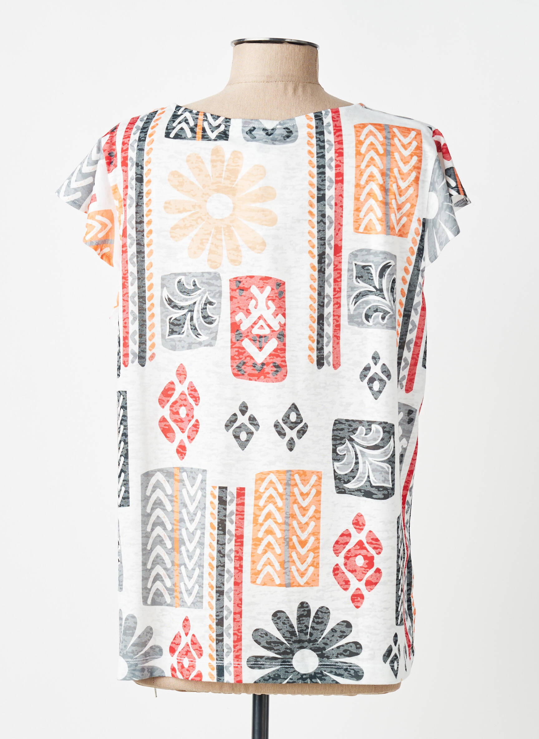 Tricou imprimeu fantezie mâneci scurte alb MERI & ESCA femeie