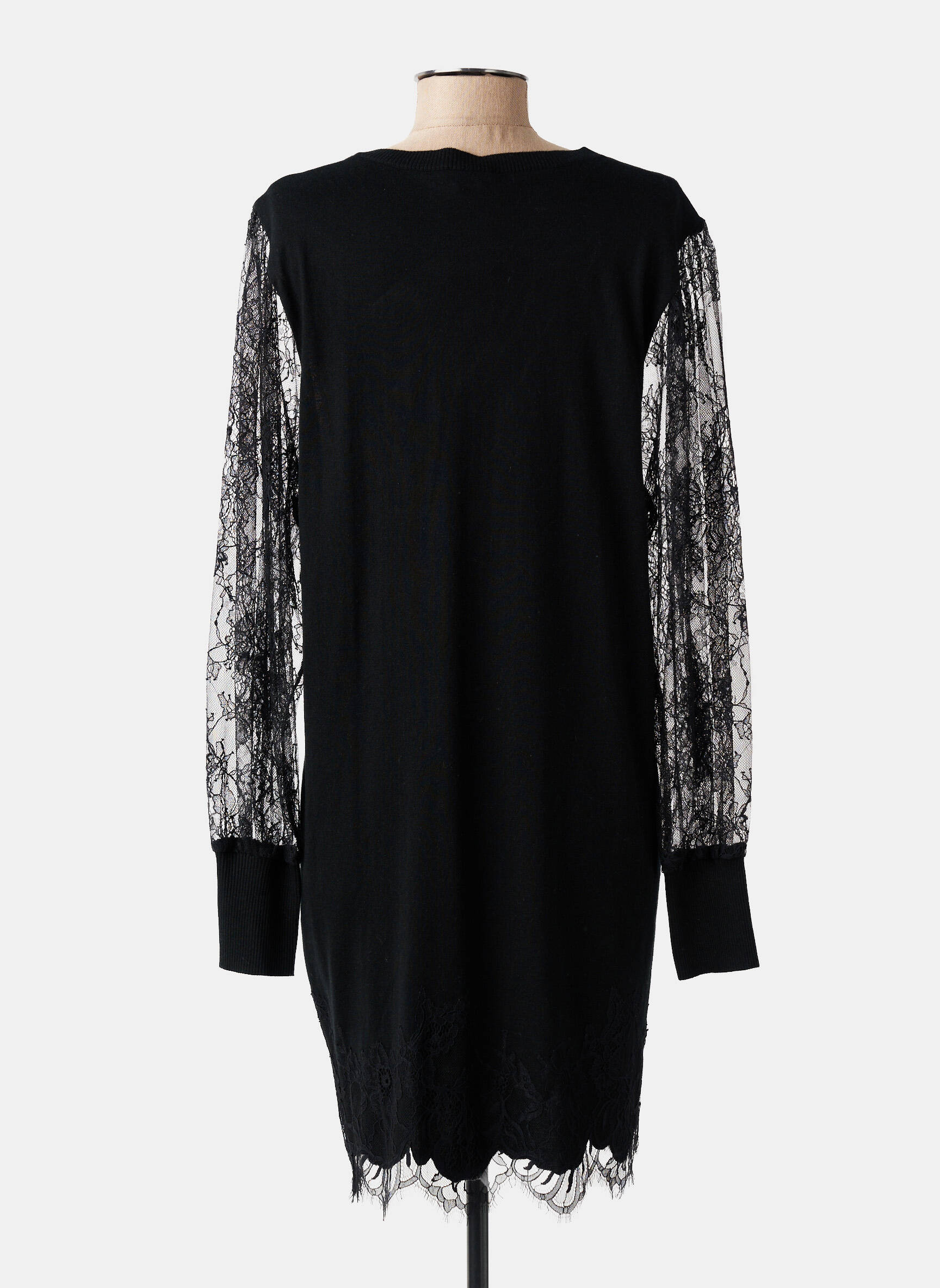 Rochie pulover guler în v mâneci lungi negru MARJOLAINE femeie