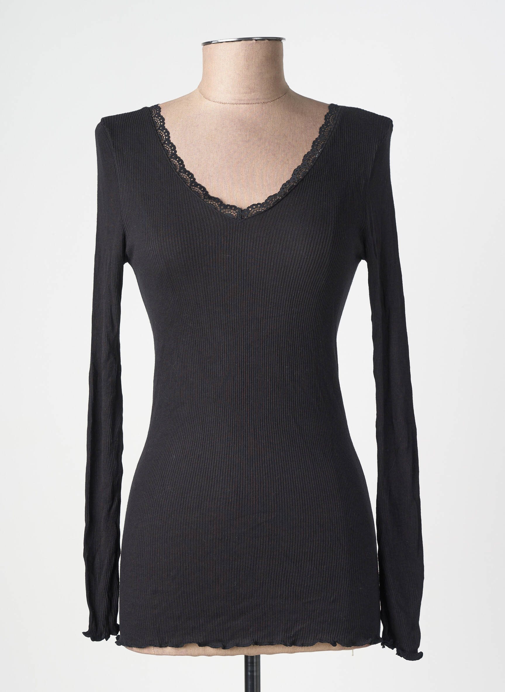 Top elasticitate mâneci lungi negru JANIRA femeie