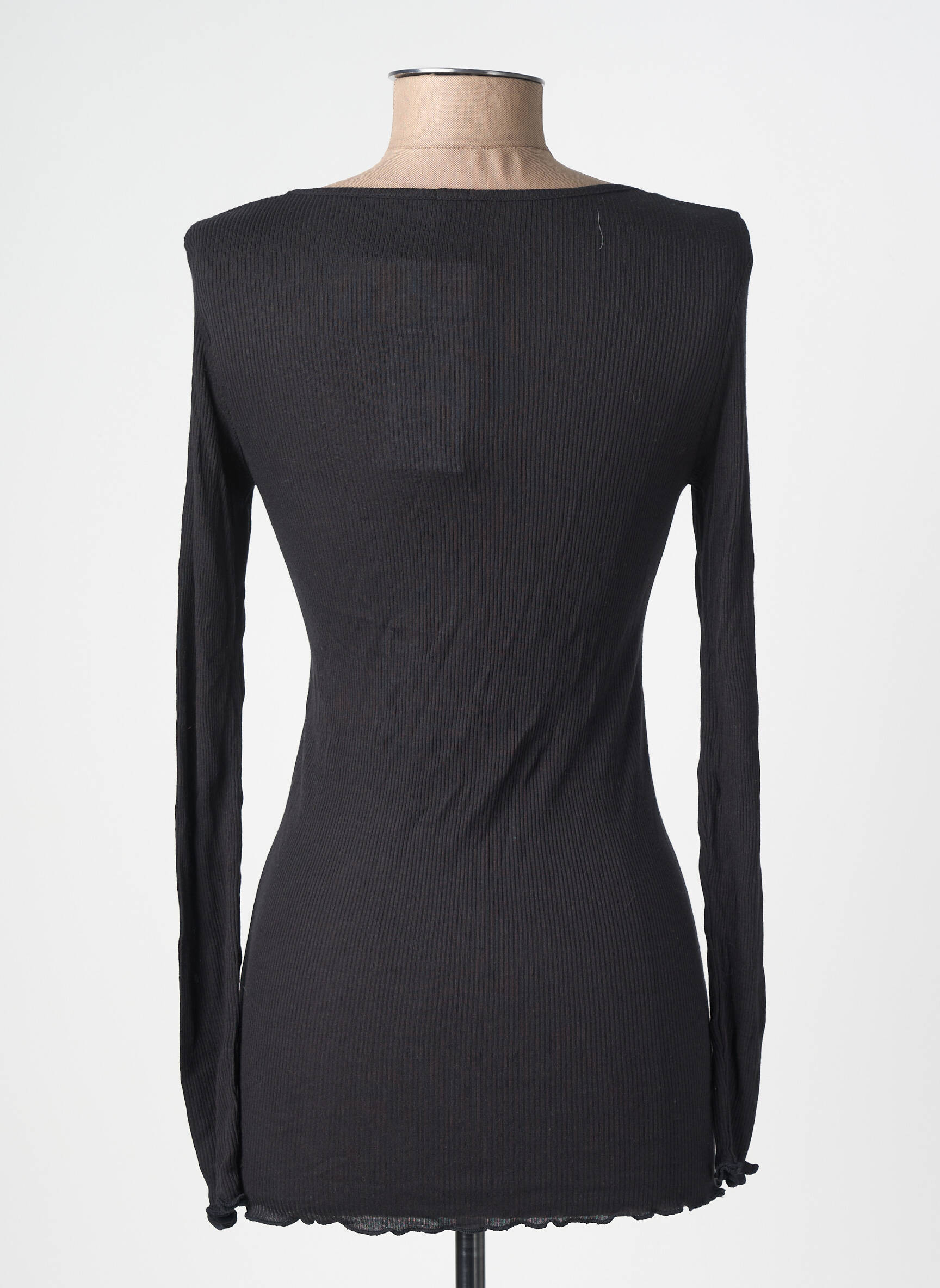 Top elasticitate mâneci lungi negru JANIRA femeie