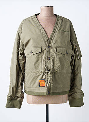 Geacă matlasată mâneci lungi fără glugă verde BOMBERS femeie