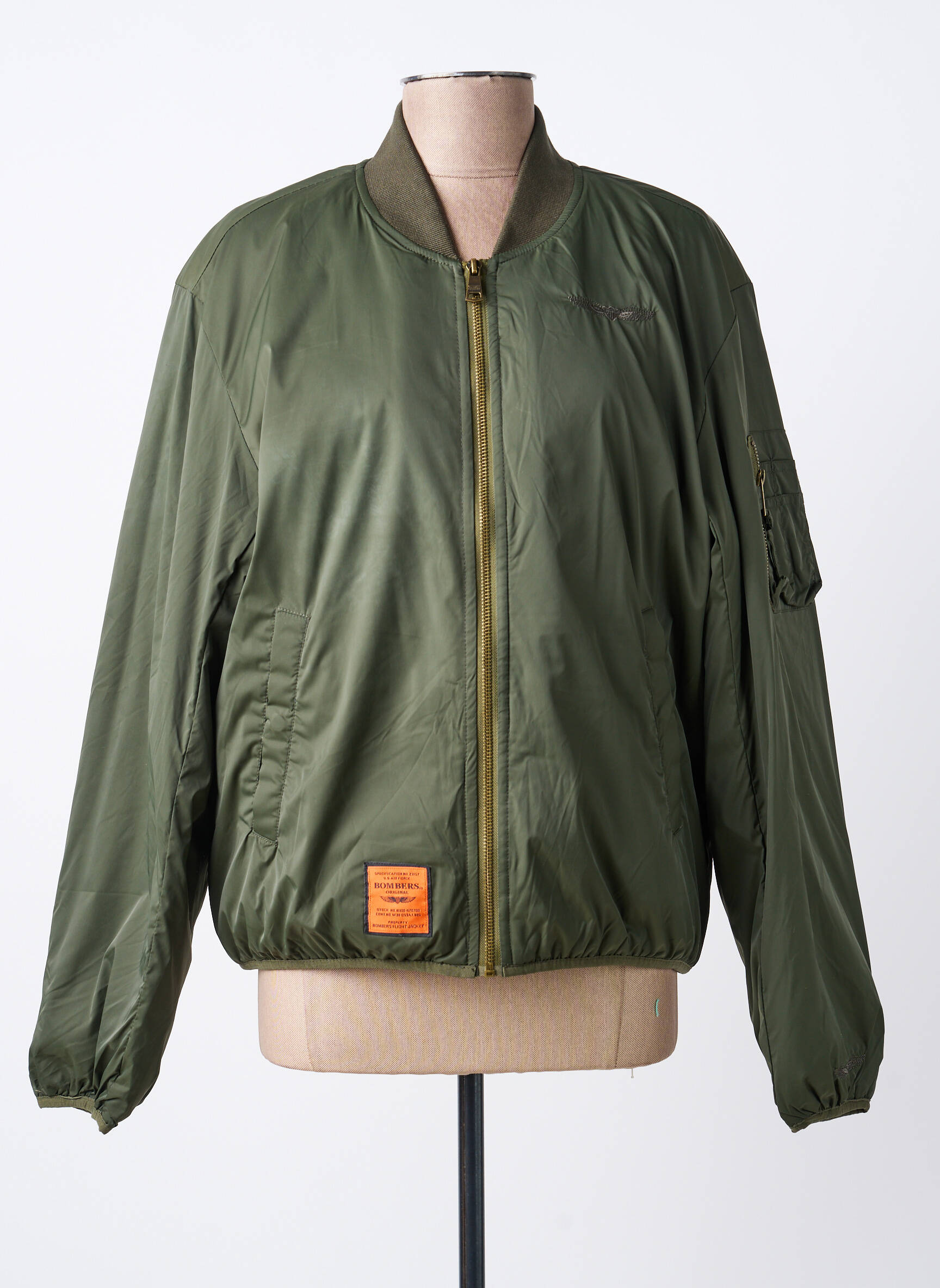 Geacă matlasată mâneci lungi fără glugă verde BOMBERS femeie