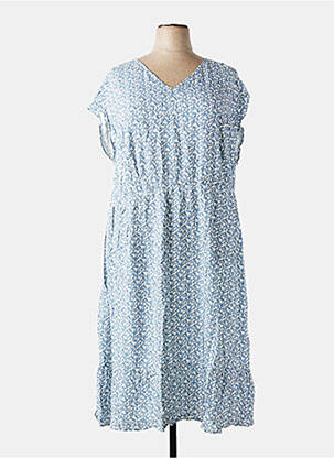 Rochie midi imprimeu floral mâneci scurte albastru SHEEGO femeie