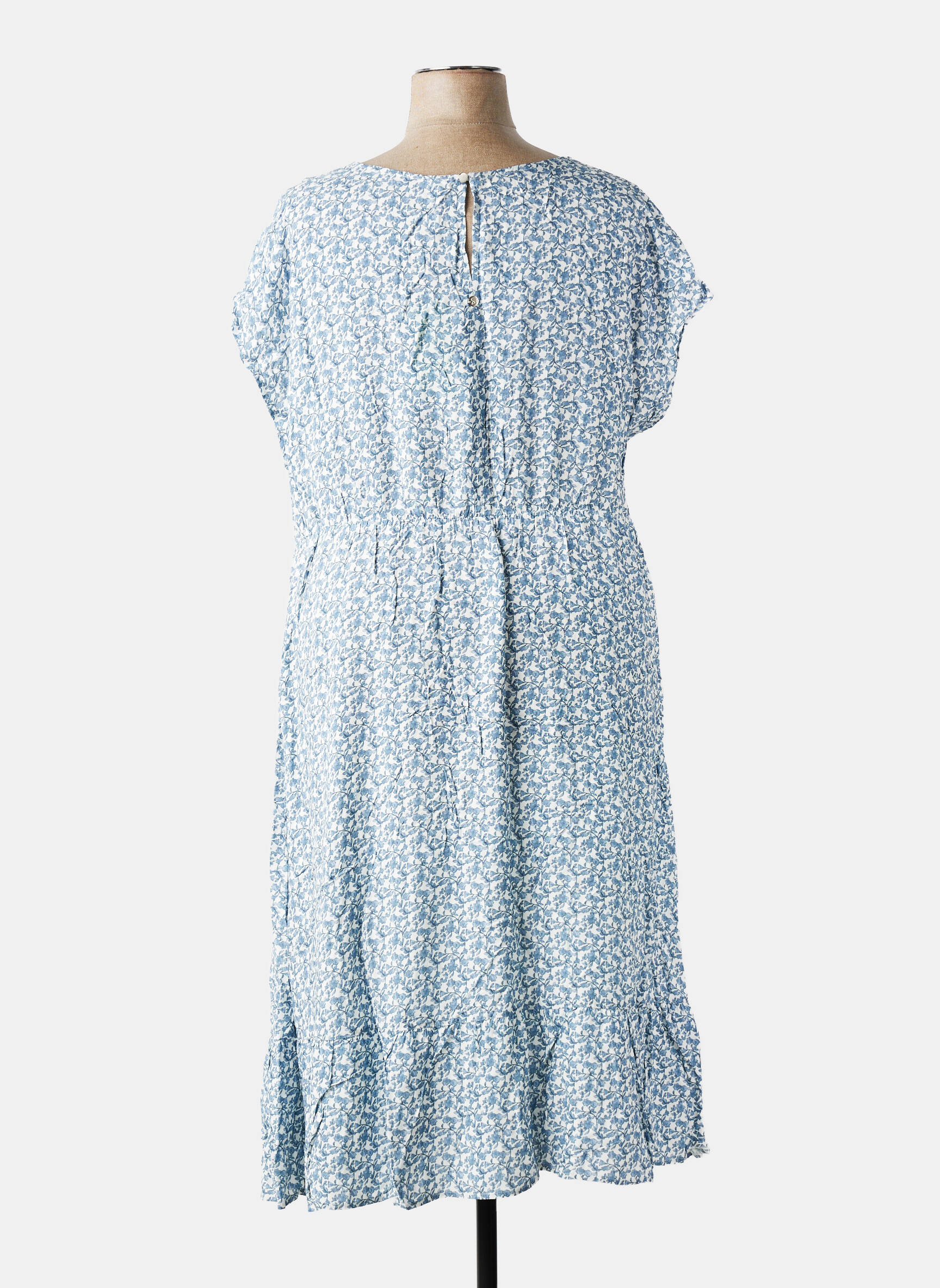 Rochie midi imprimeu floral mâneci scurte albastru SHEEGO femeie